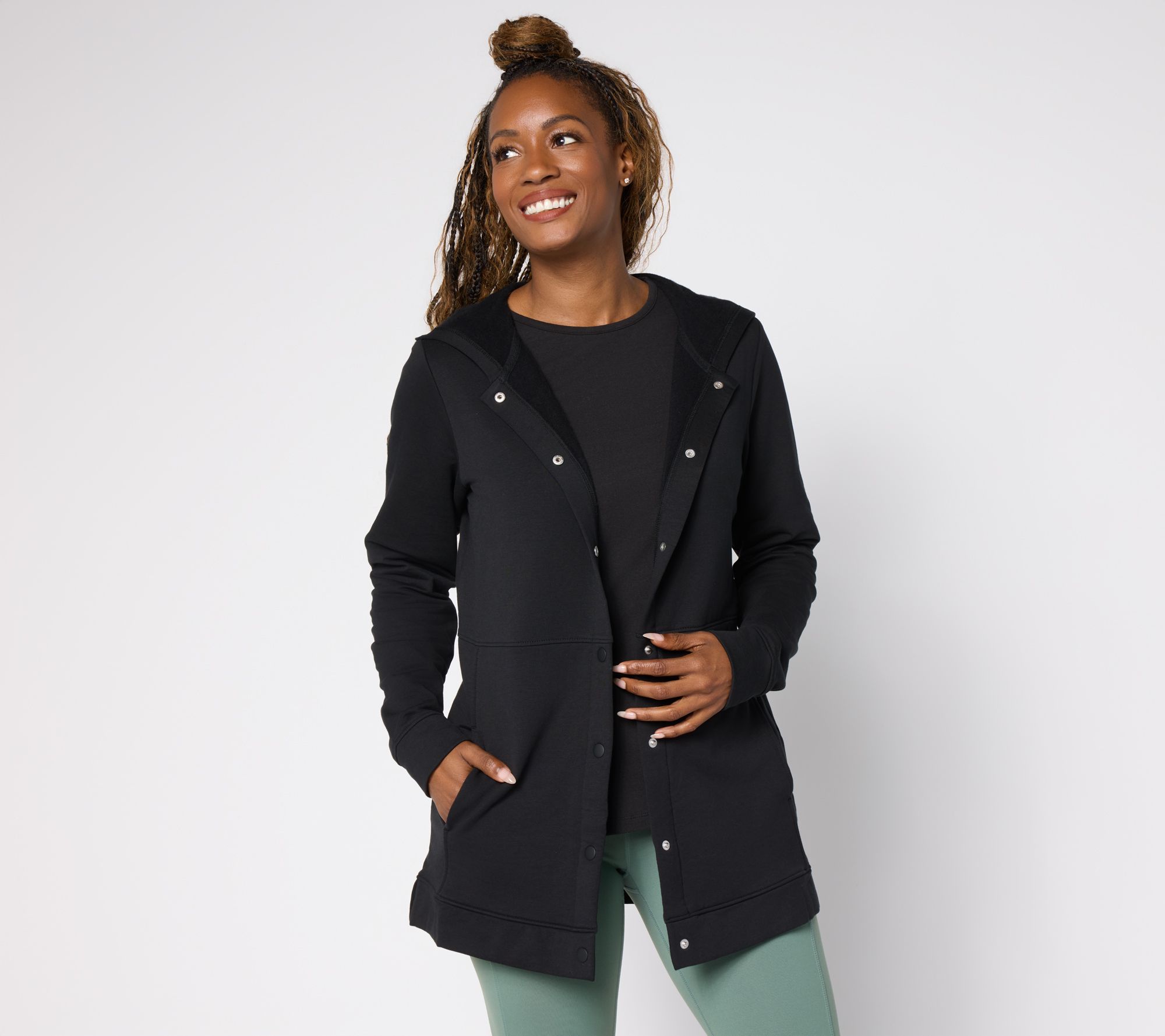 Denim & Co. Active Regular Brushed Back French Terry Tunic Jacket