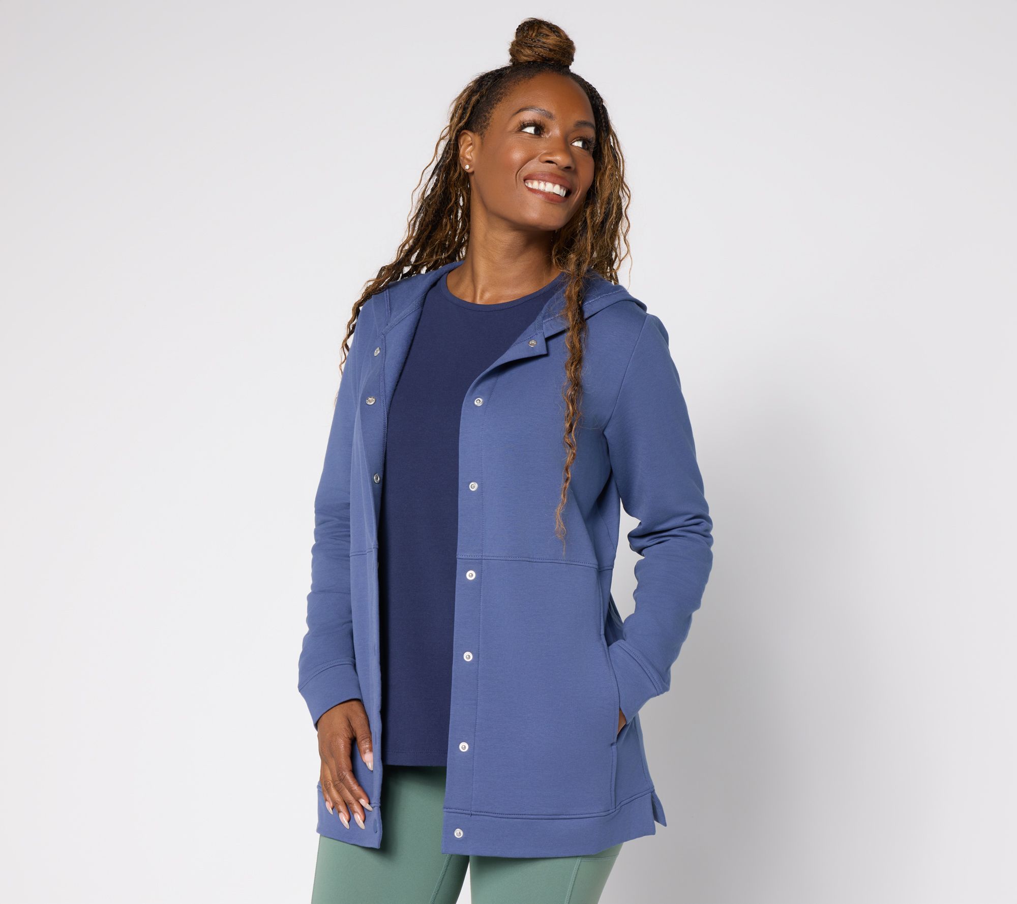 Denim & Co. Active Regular Brushed Back French Terry Tunic Jacket