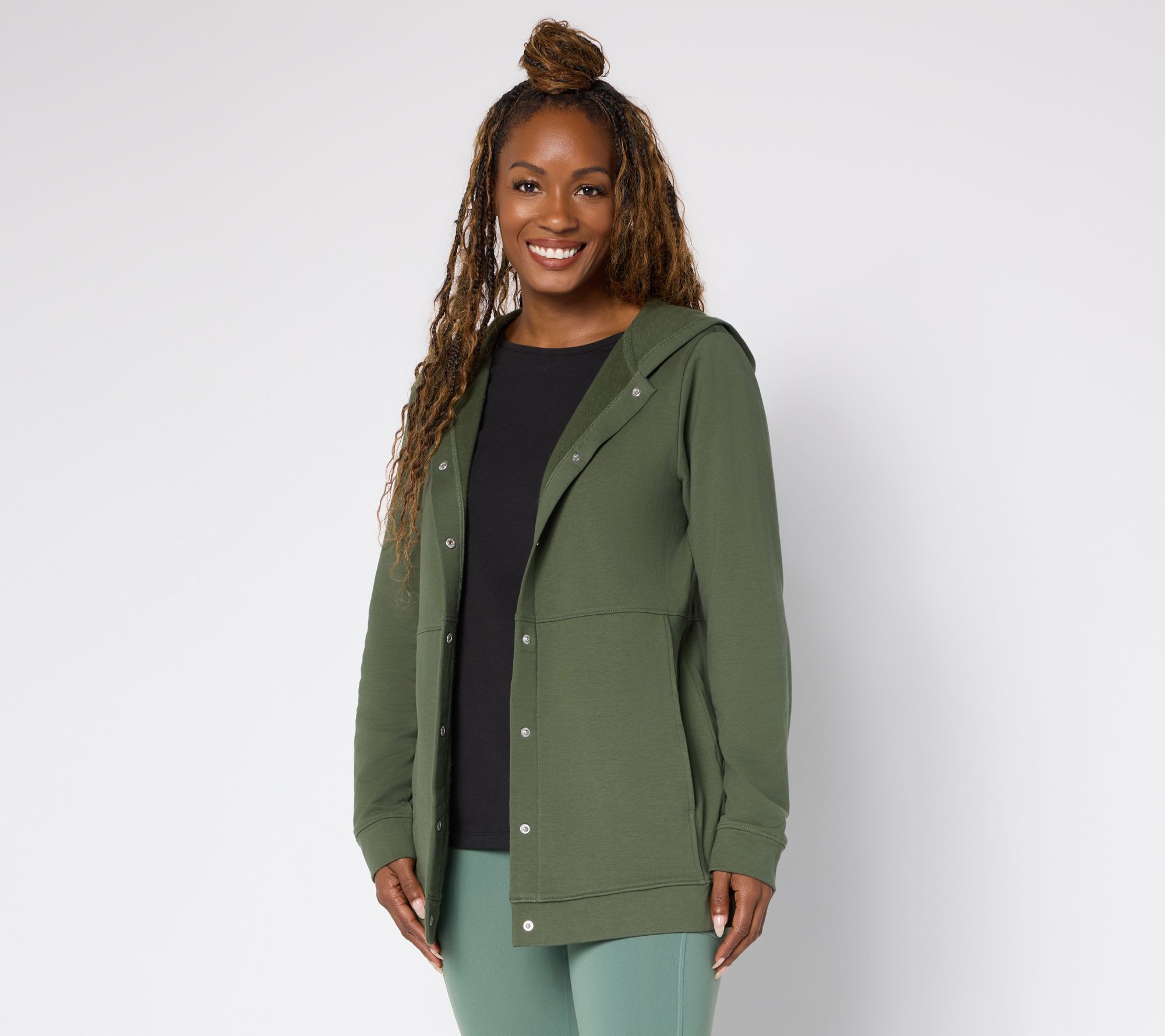 Denim & Co. Active Regular Brushed Back French Terry Tunic Jacket