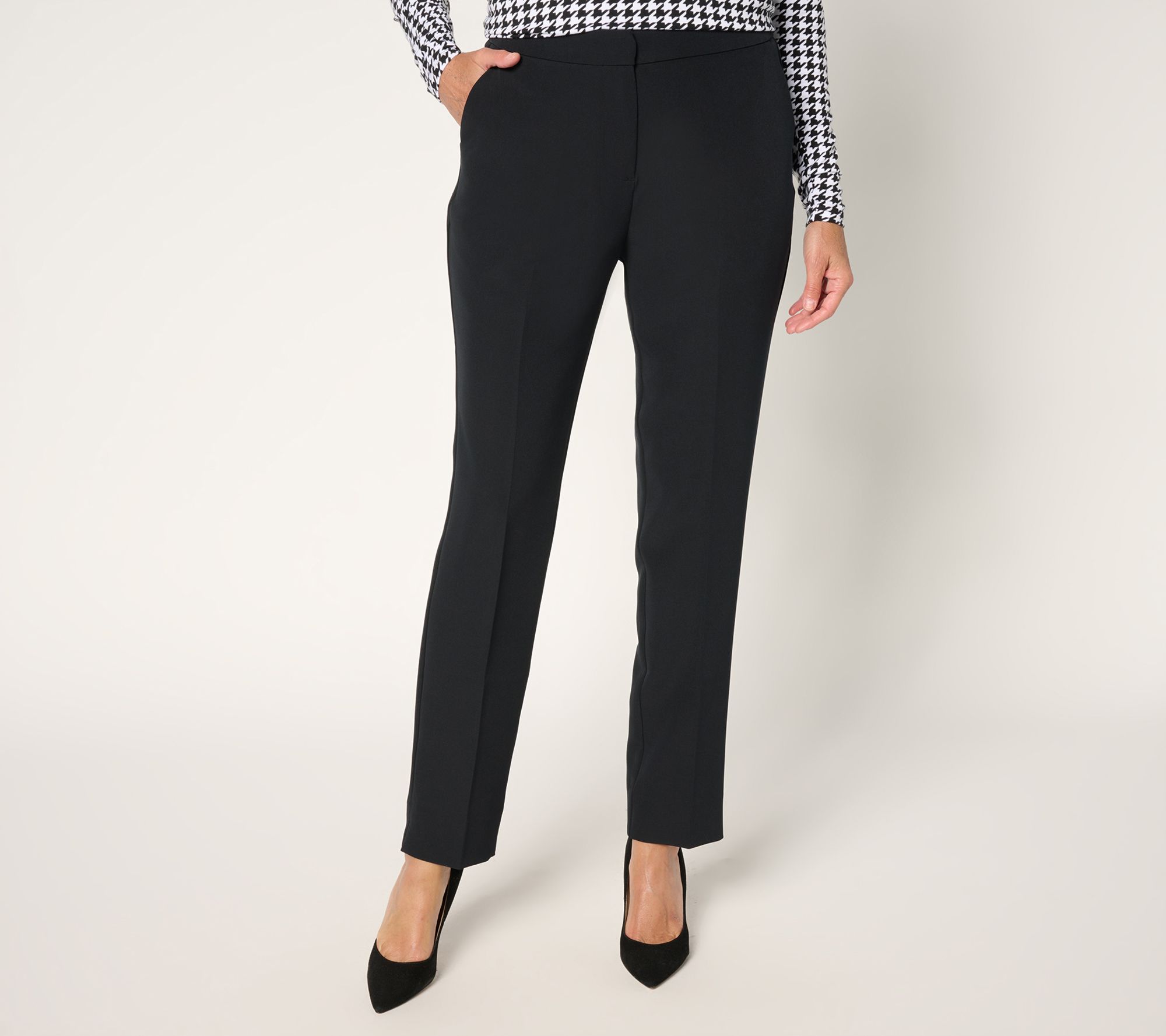 Joan Rivers Petite Bi-Stretch Twill Straight Leg Ankle Pants