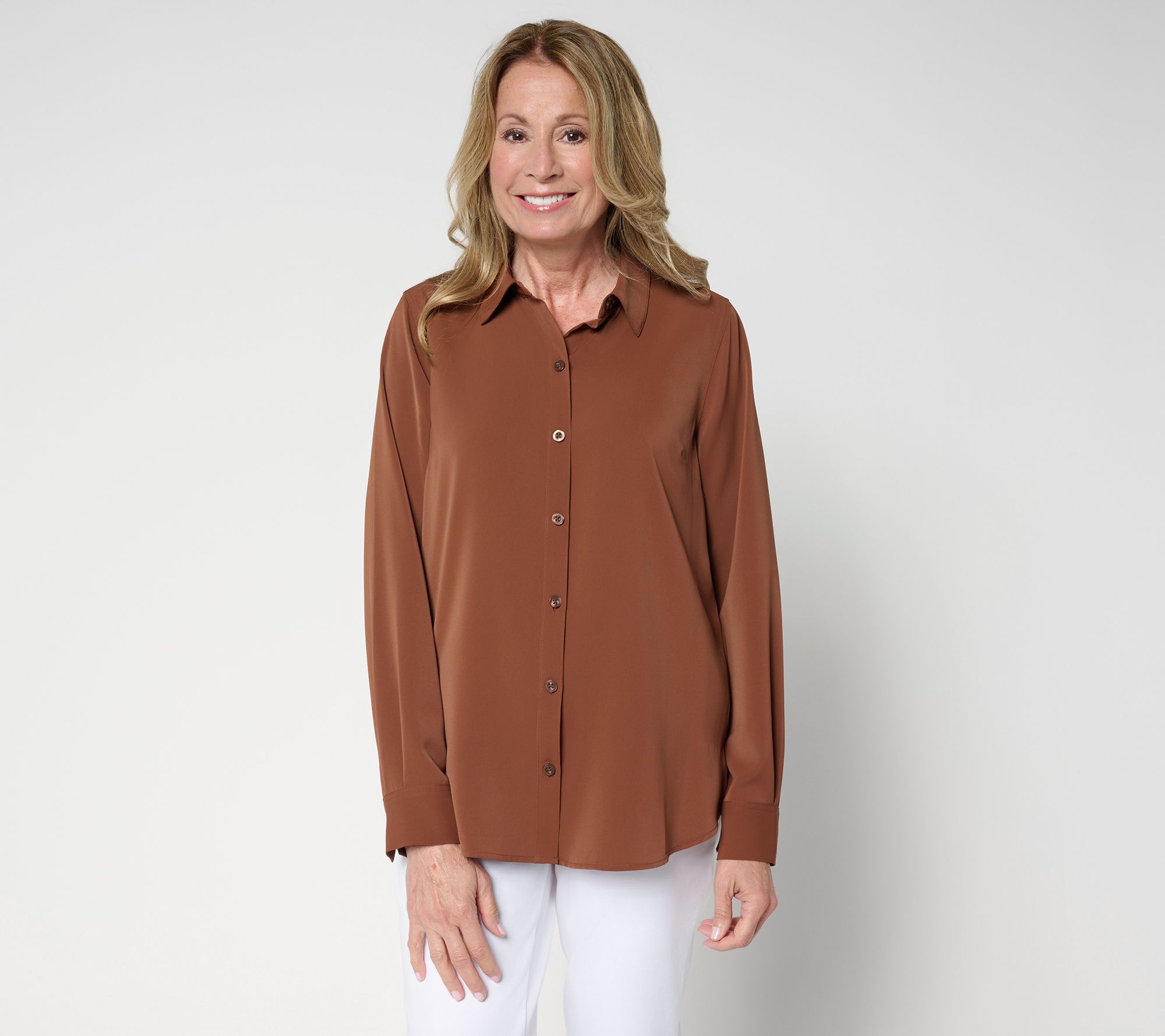 Joan Rivers Satin Button Front Shirt