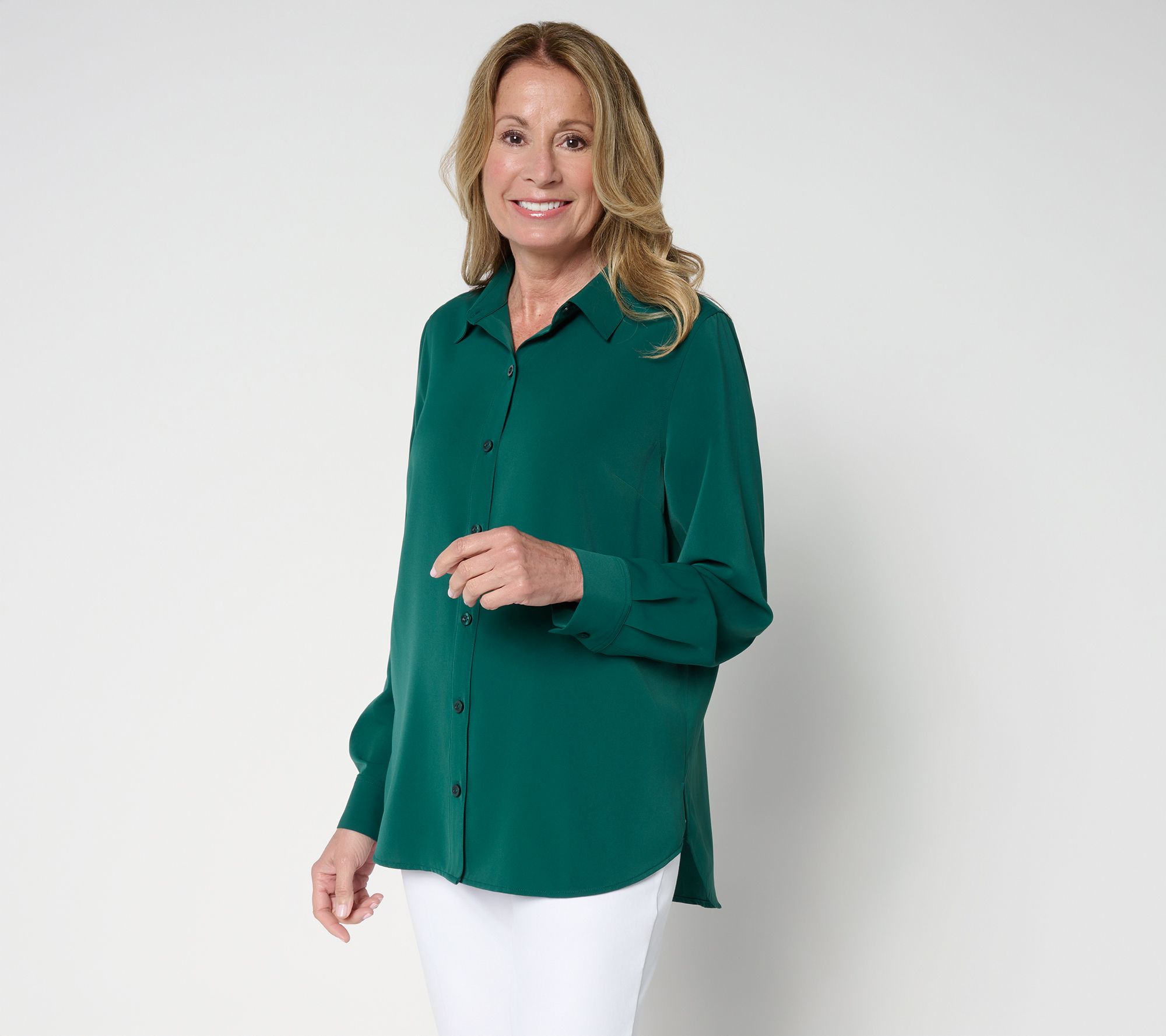 Joan Rivers Satin Button Front Shirt