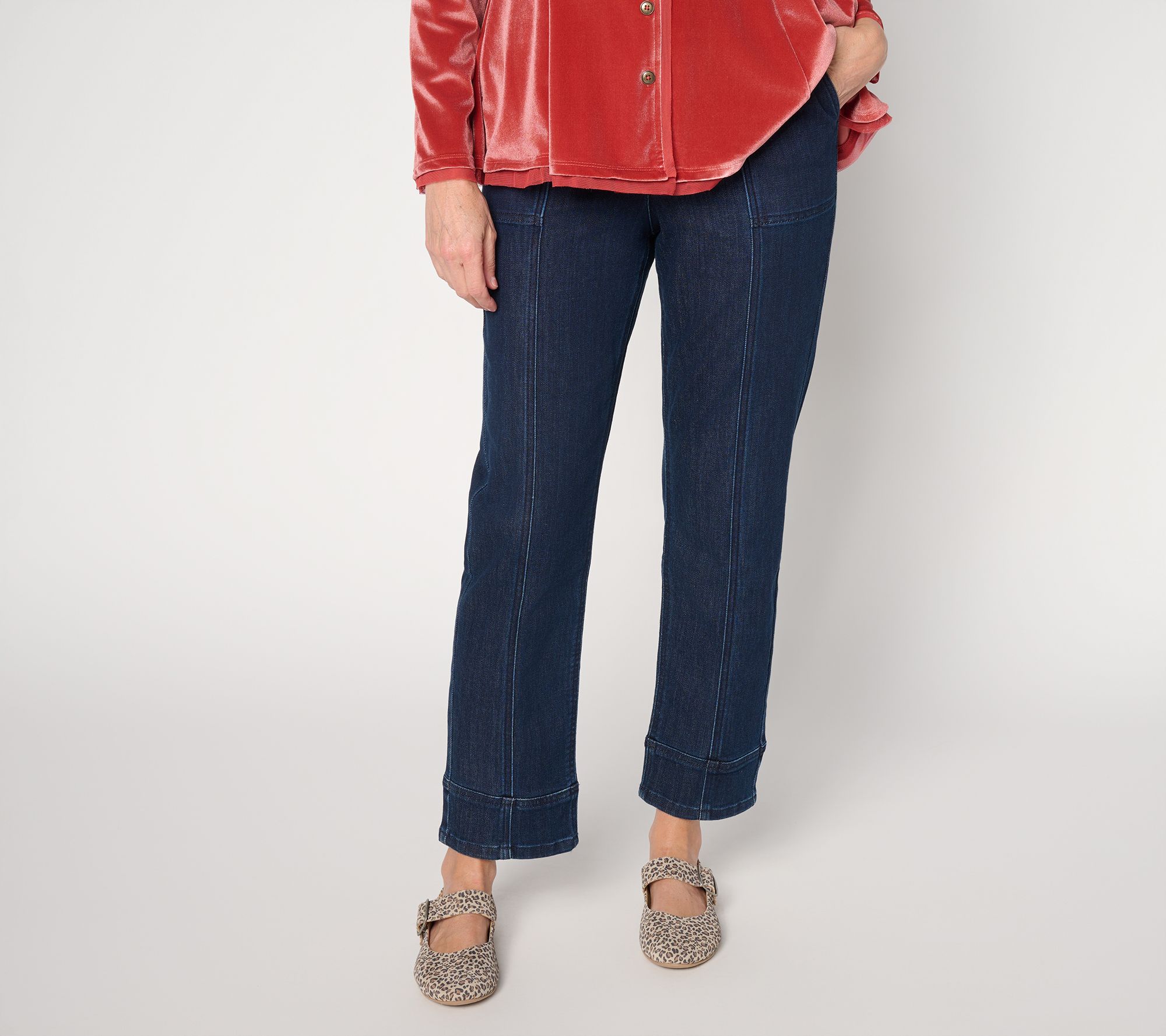 LOGO by Lori Goldstein Regular Indigo Tapered Leg Ankle Jeans