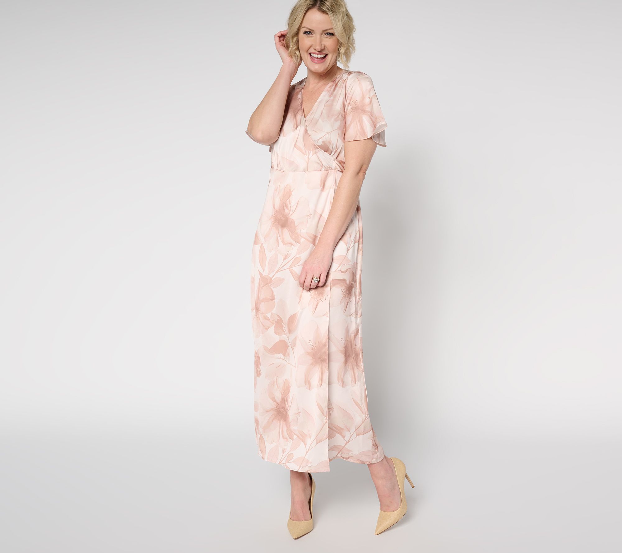 "As Is" Me by Jennie Garth Pet Camellia Print Faux Wrap Dress
