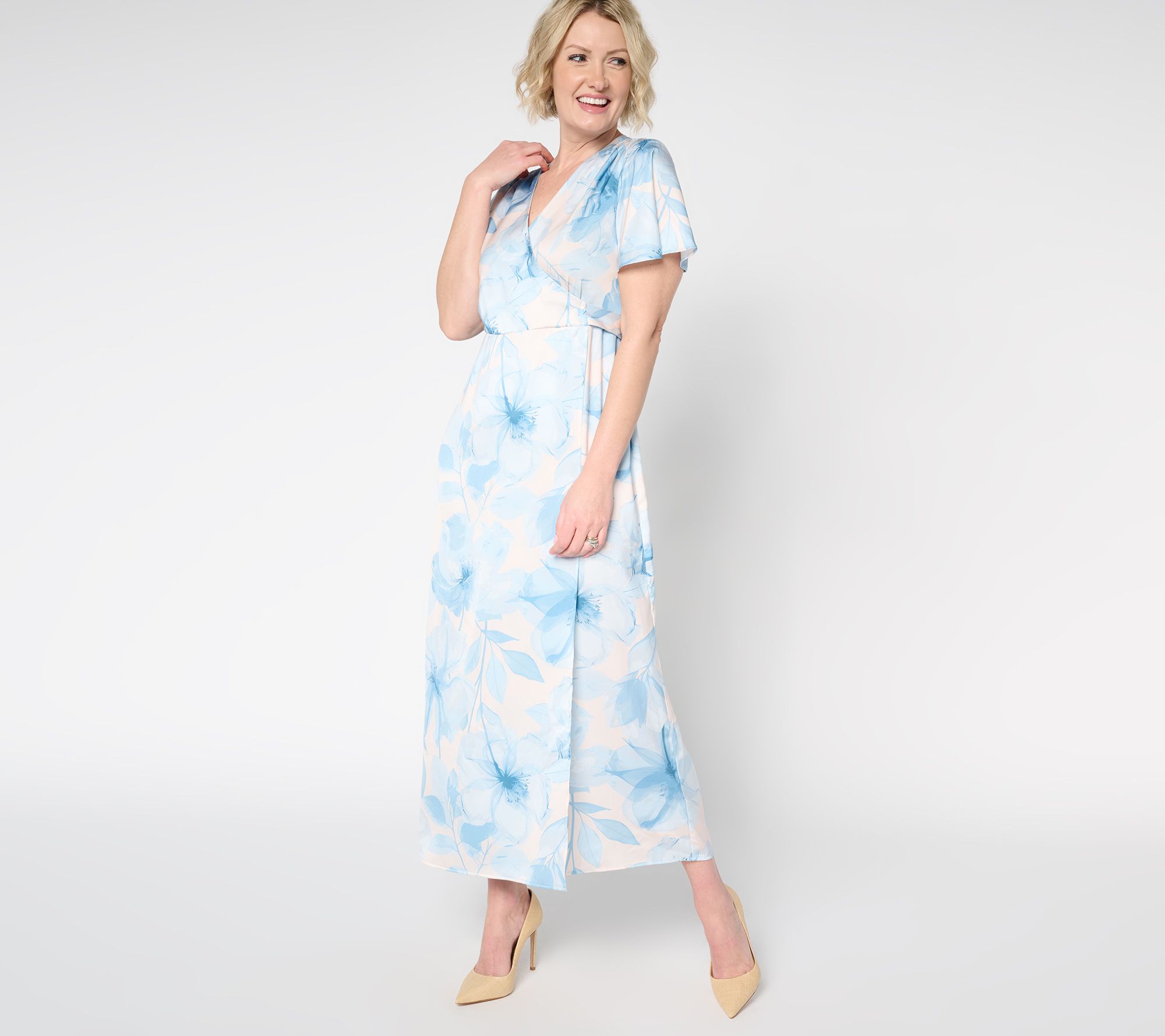 "As Is" Me by Jennie Garth Pet Camellia Print Faux Wrap Dress