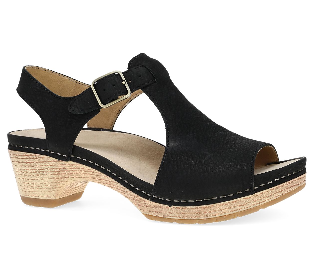 Dansko Laverne Black Milled Nubuck Leather Dress Sandal