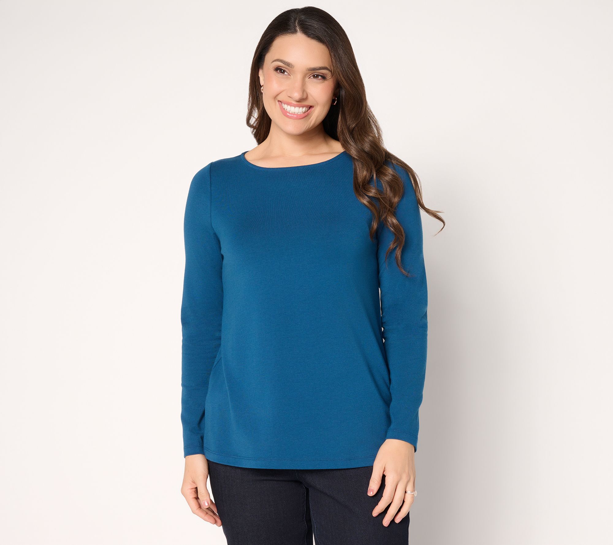 Susan Graver Essentials Comfy Cotton Bateau Neck Top