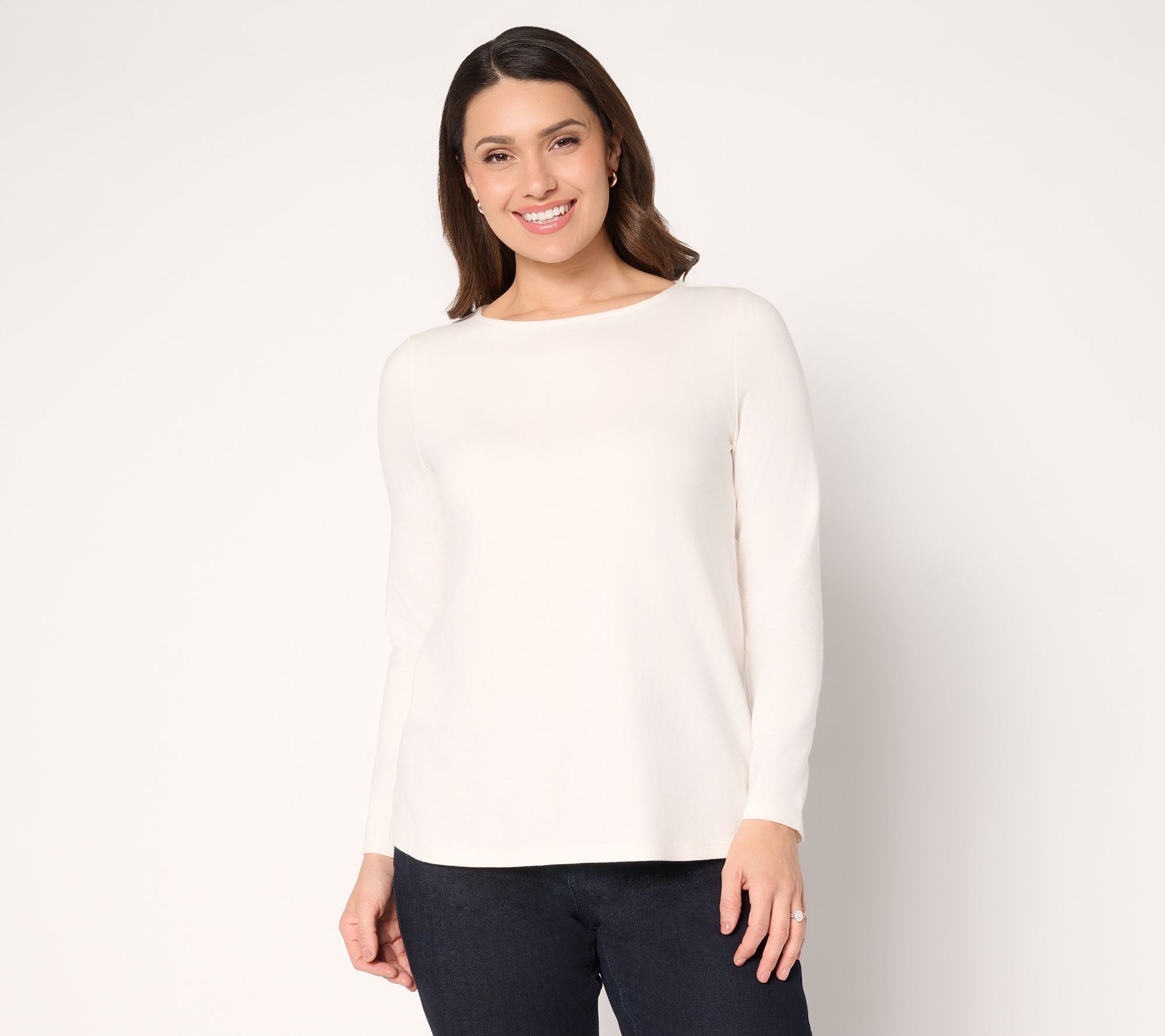 Susan Graver Essentials Comfy Cotton Bateau Neck Top