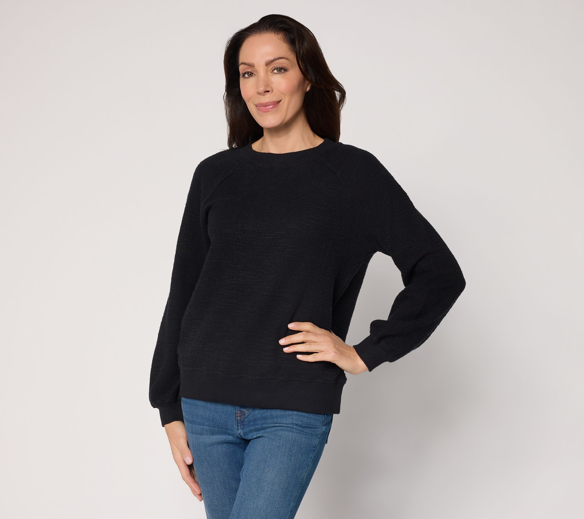 Peace Love World Slub French Terry Crew Neck Sweatshirt