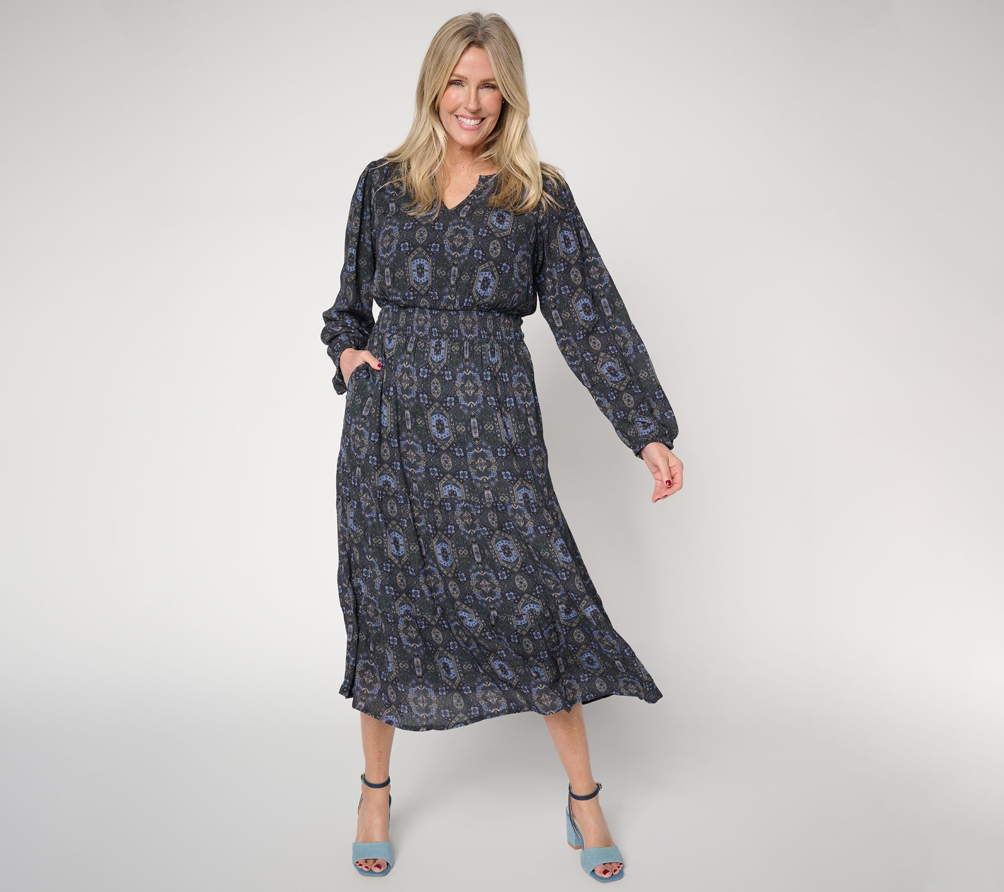 Ree by the Pioneer Woman Regular Split Neck Midi Dress