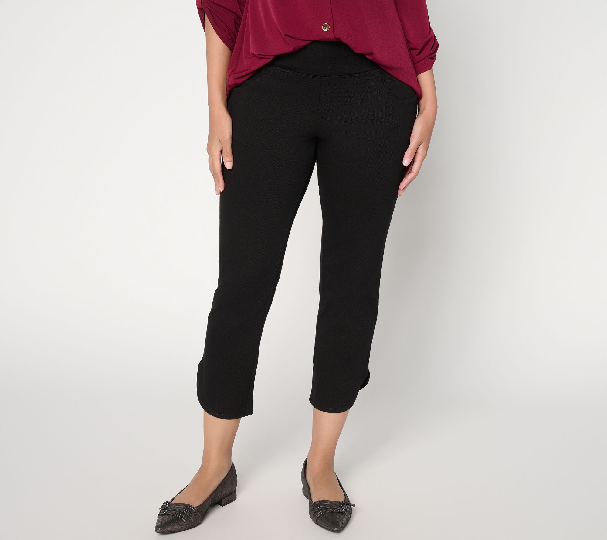 Women with Control Petite Prime Stretch Straight Leg Crop Pants