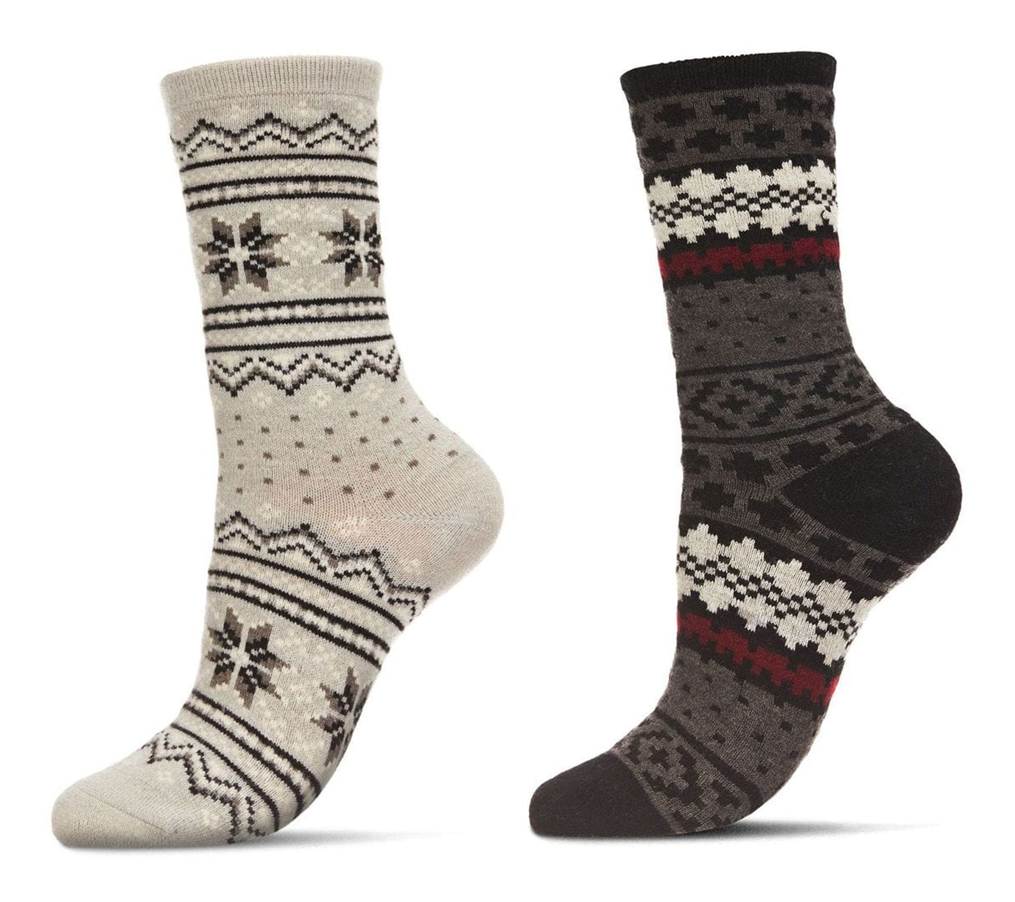 MeMoi Set of 2 Women's Fair Isle Cashmere Blend  Socks