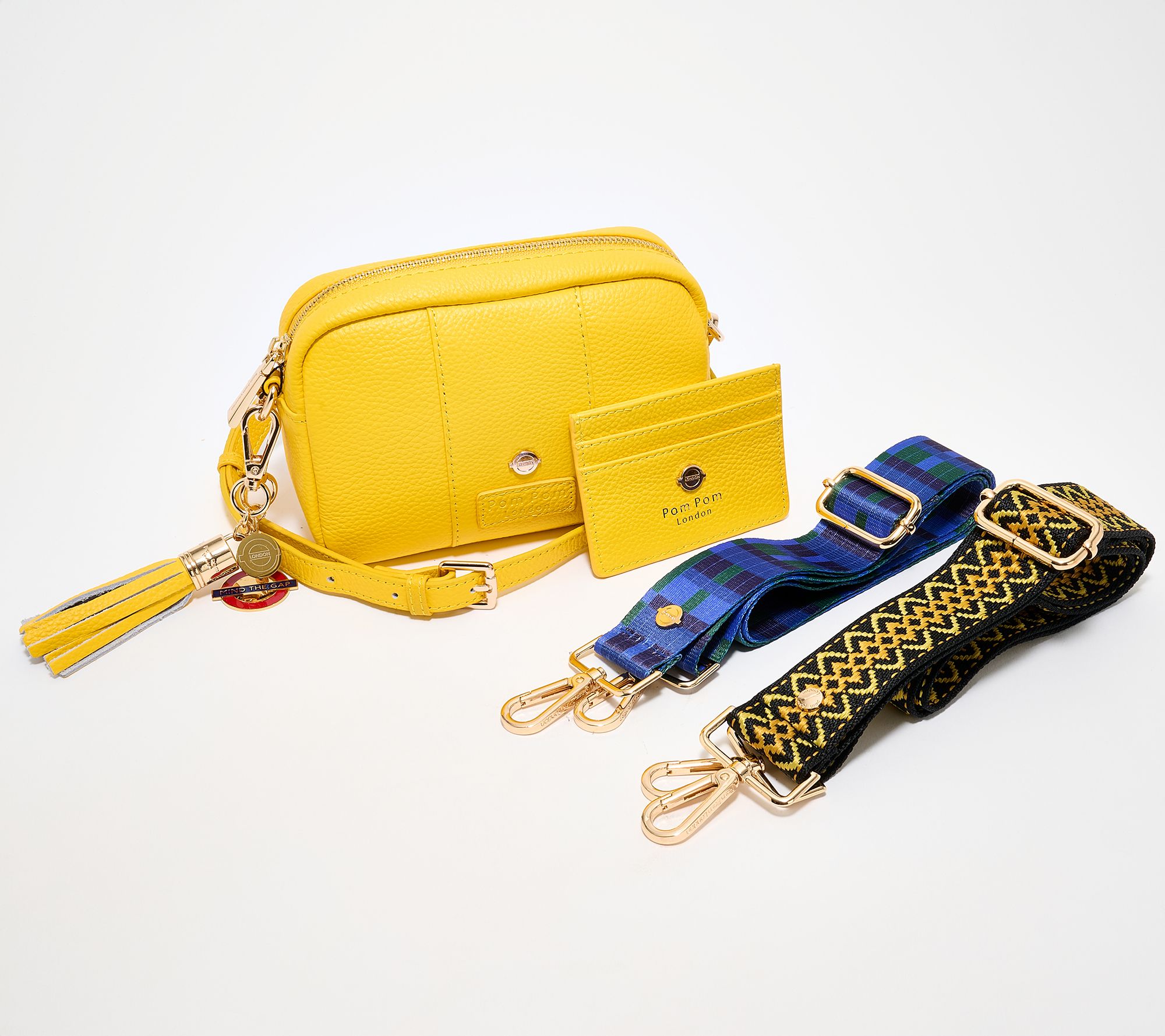  Pom Pom London Leather Transport Crossbody w/ Accessories