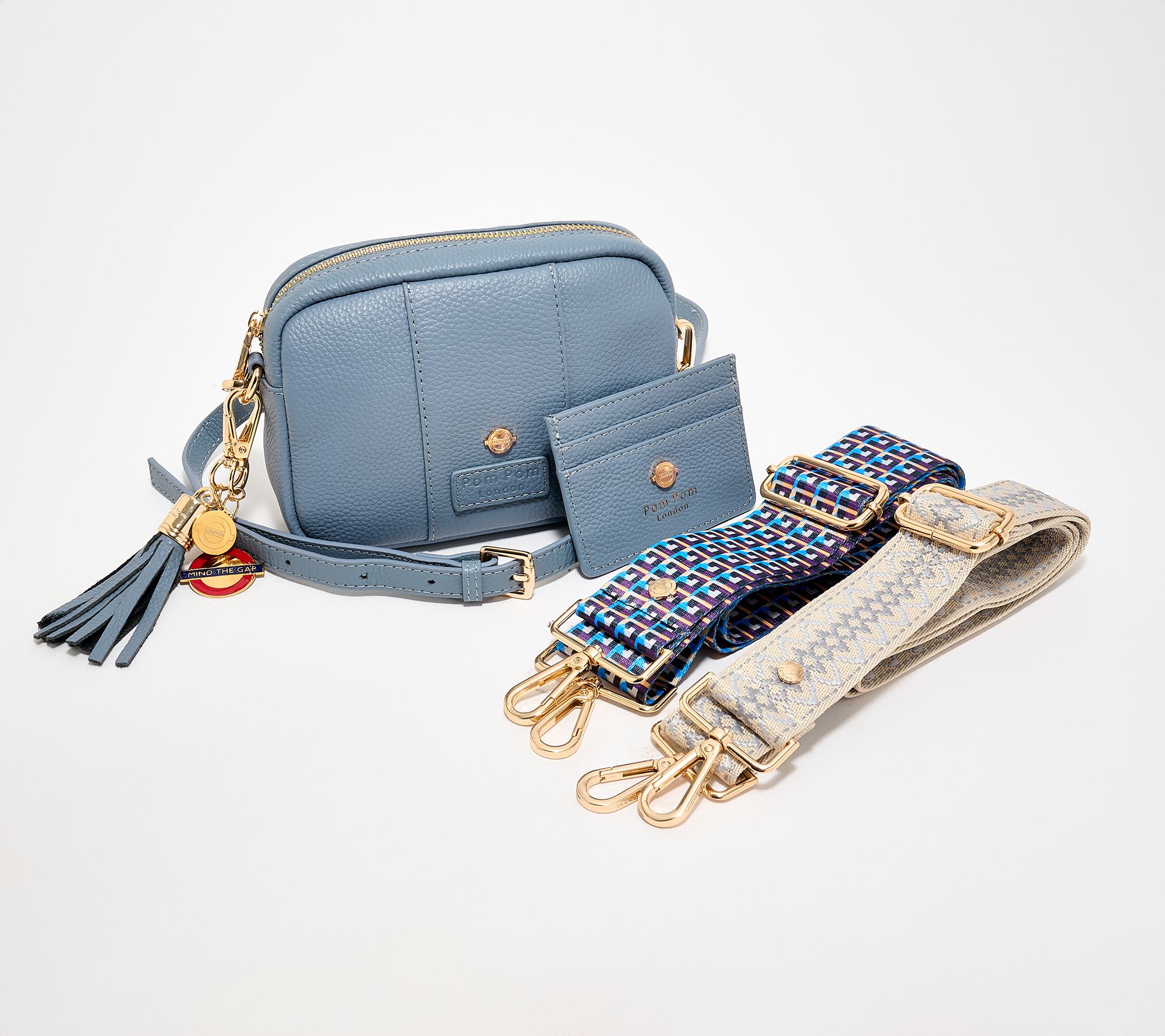 Pom Pom London Leather Transport Crossbody w/ Accessories