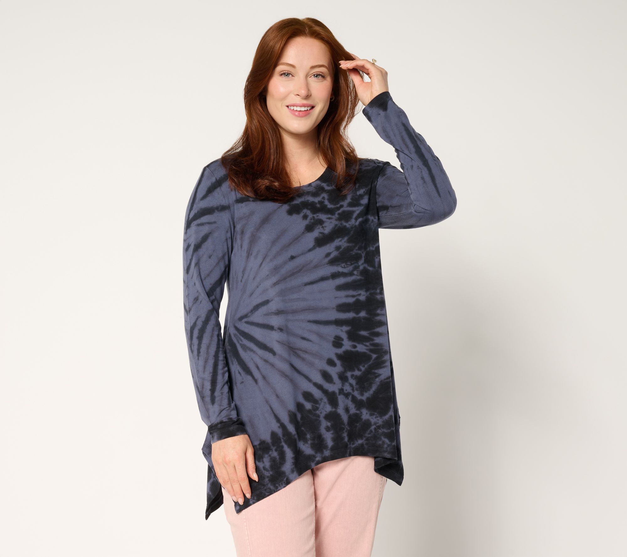 "As Is" LOGO by Lori Goldstein Rayon 230 Tie Dye Scoop Neck Top