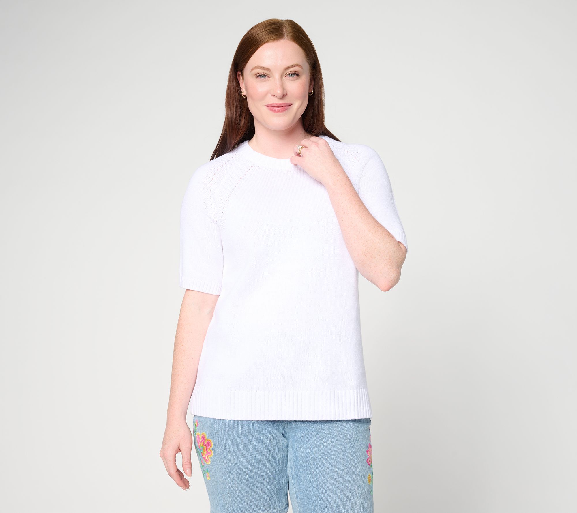 Belle by Kim Gravel Step Into Spring Elbow Sleeve Sweater