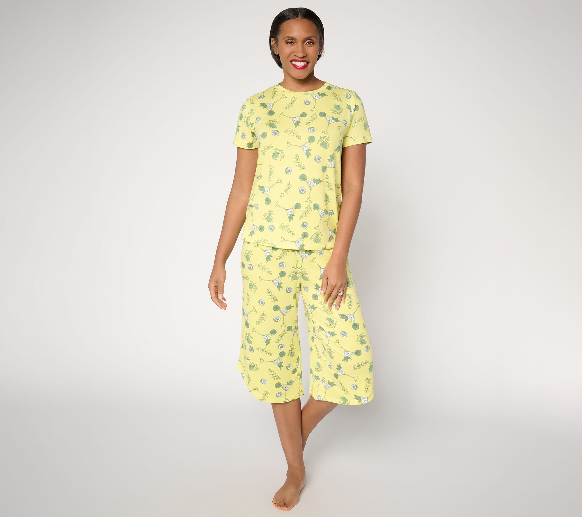 AnyBody Petite Lush Jersey Printed Short Sleeve Sleep Set