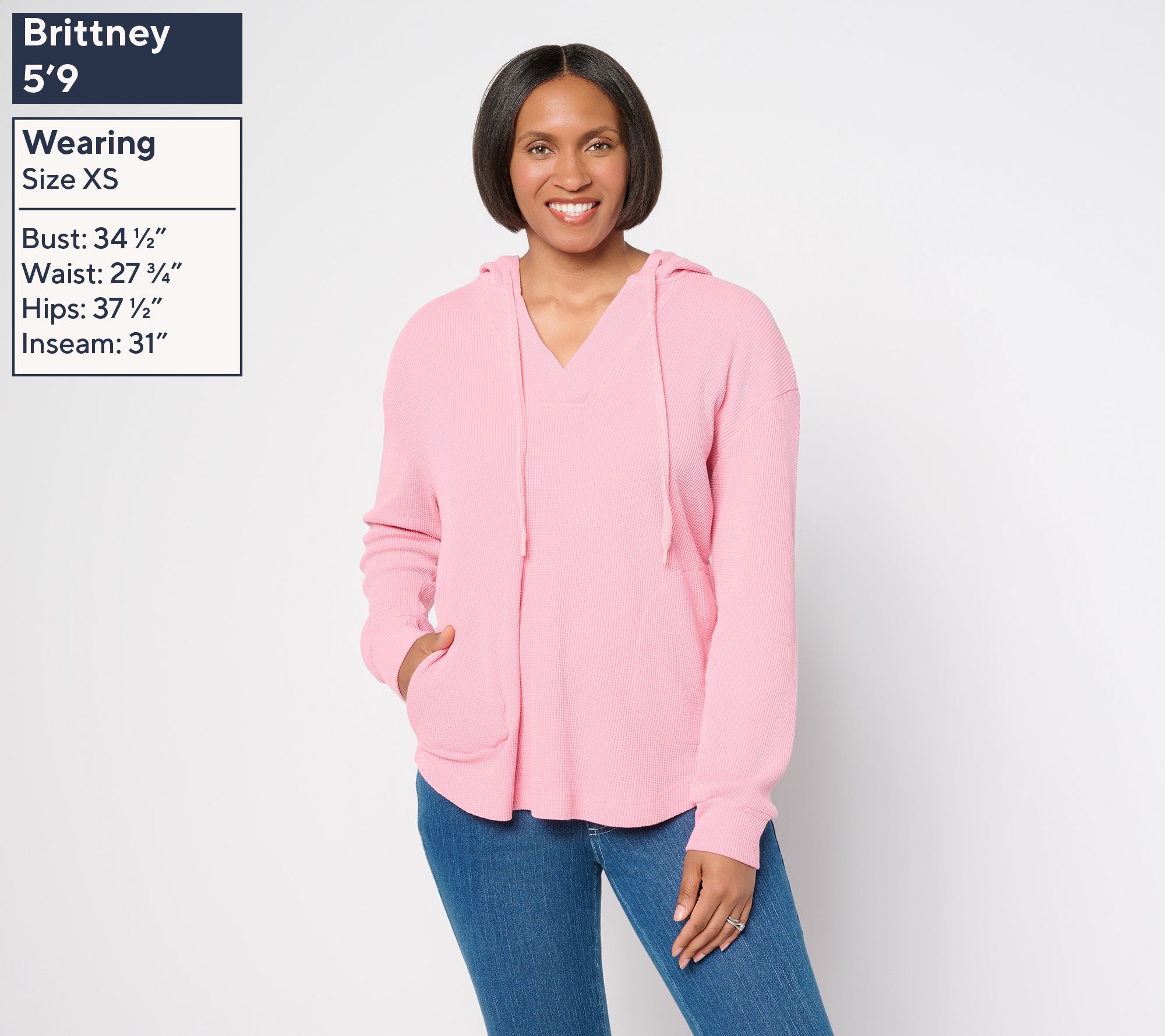 Belle by Kim Gravel Snow Washed Waffle Miss Jo Hoodie - QVC.com