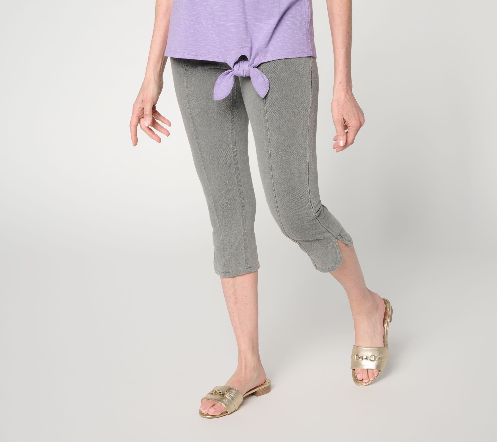 Denim & Co. Regular Comfy Knit Air Hollywood Waist Capri Pants