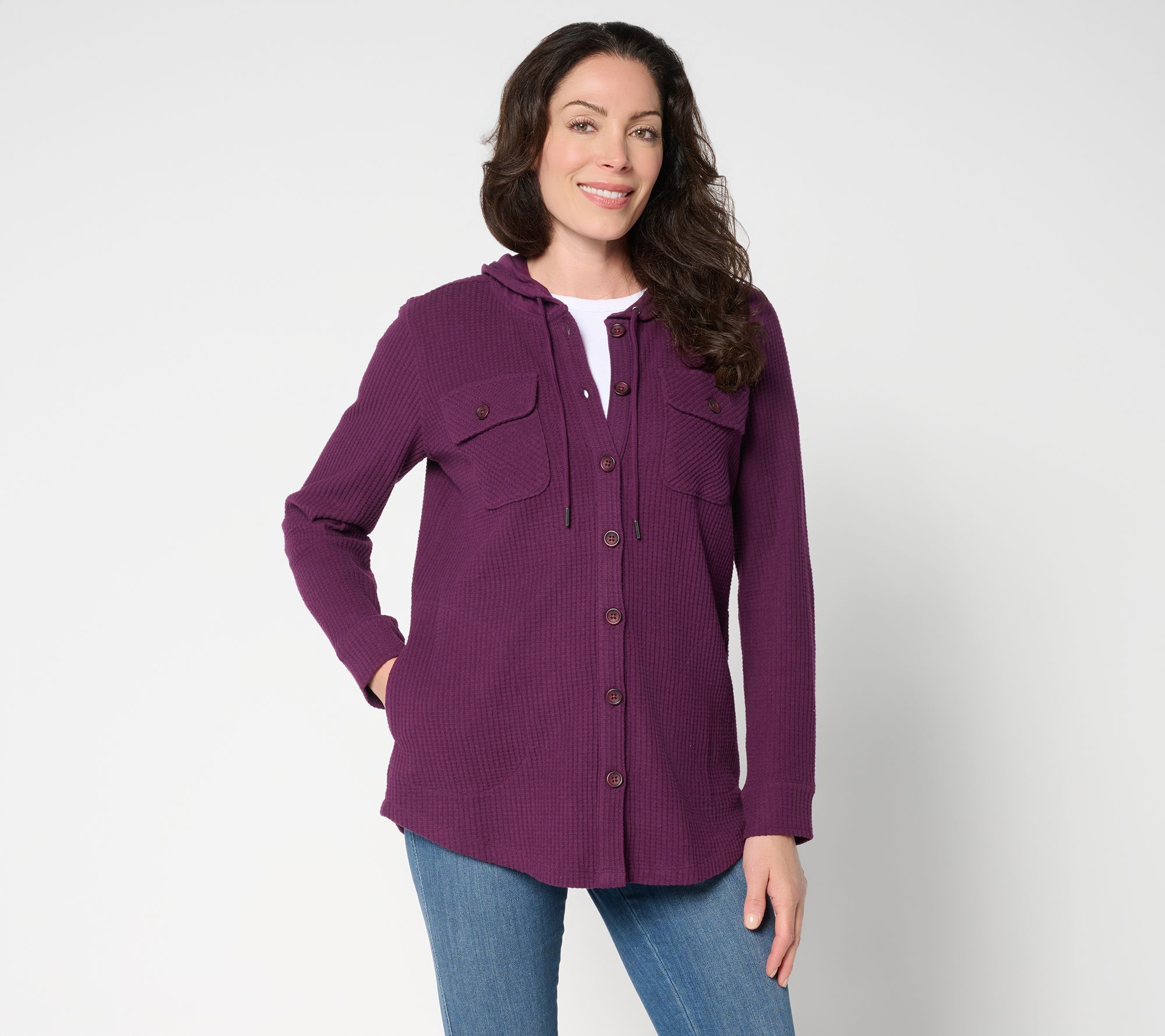 "As Is" Belle by Kim Gravel Chunky Waffle Hooded Shacket