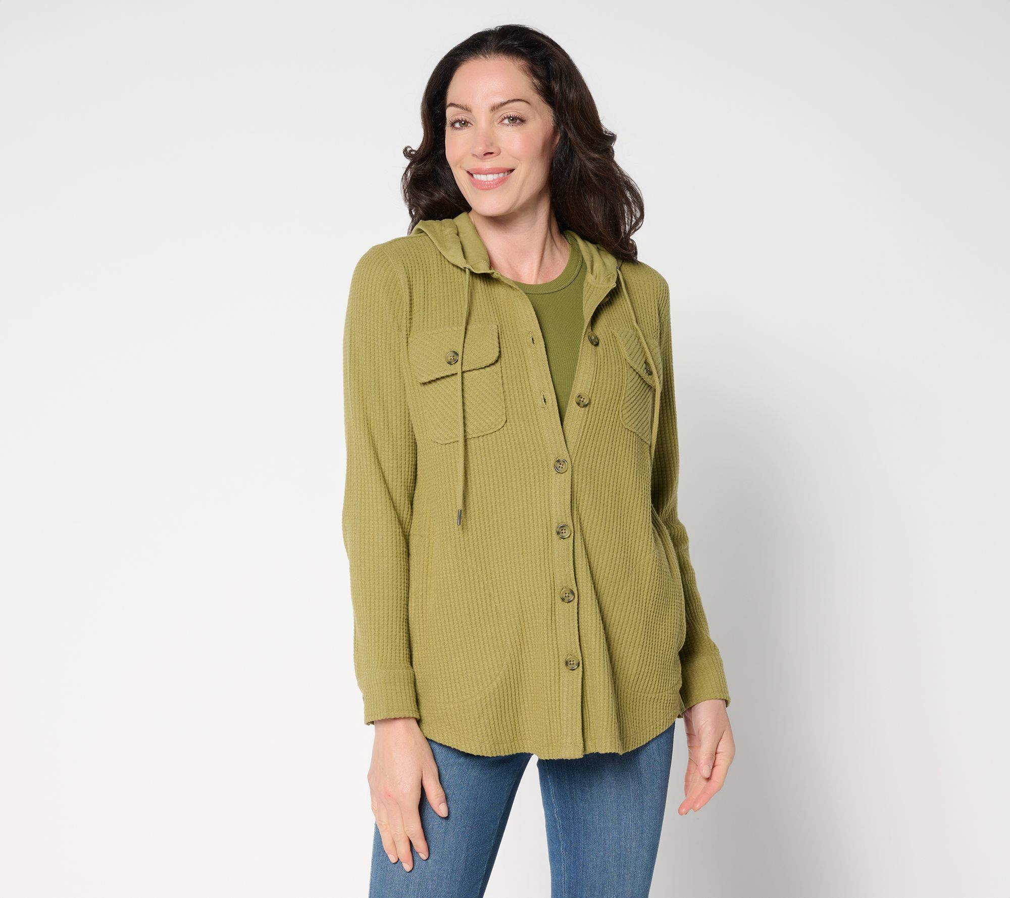 "As Is" Belle by Kim Gravel Chunky Waffle Hooded Shacket