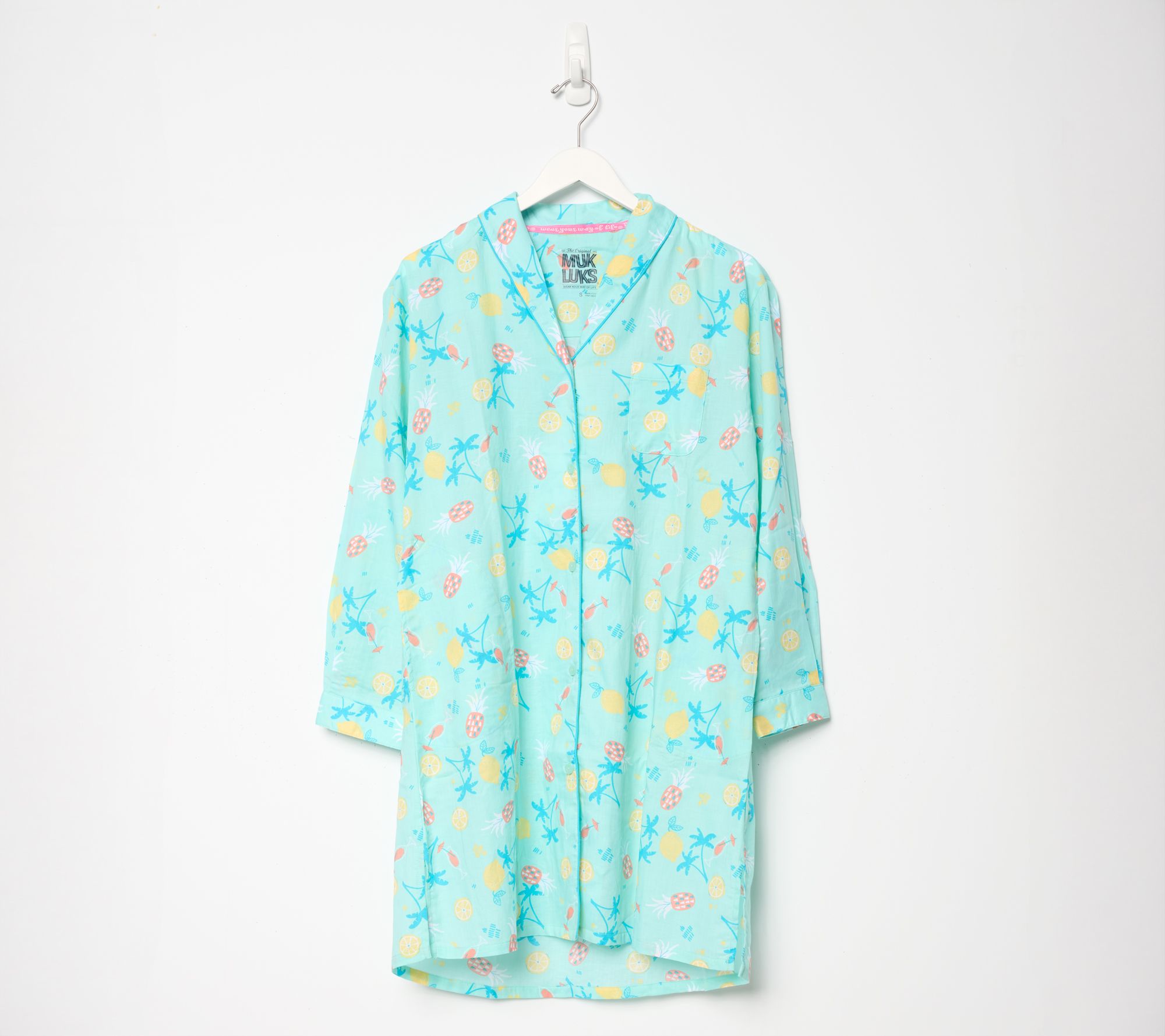 MUK LUKS Dreamweave Shawl Collar Button Up Sleepshirt