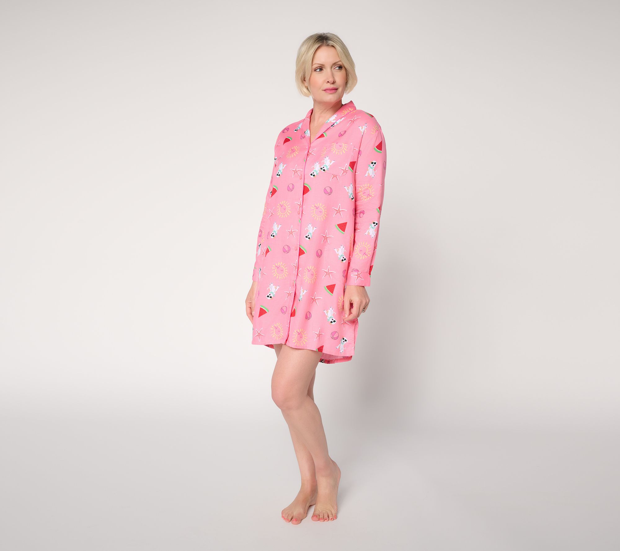 MUK LUKS Dreamweave Shawl Collar Button Up Sleepshirt