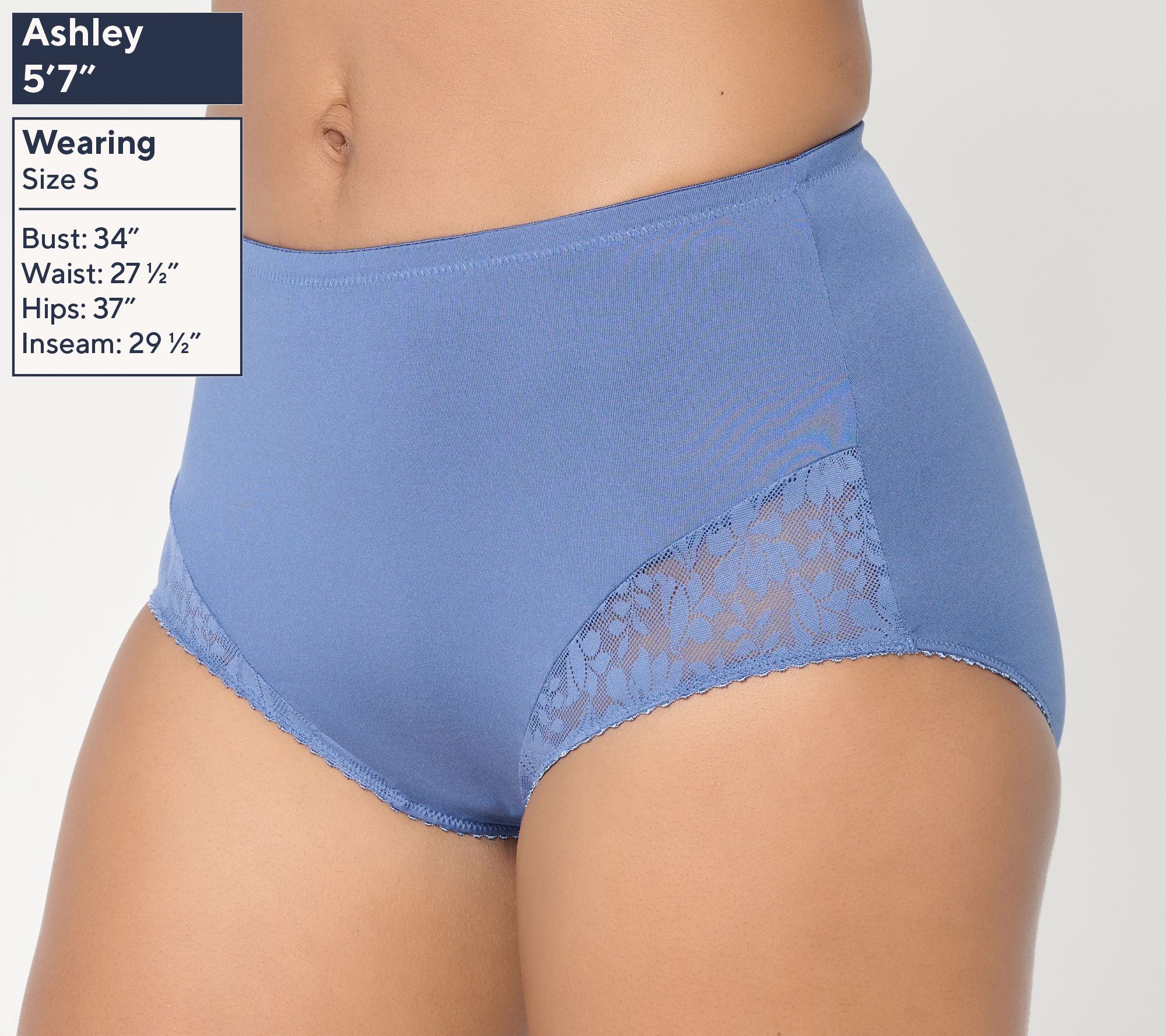 Breezies Whisper Lace Full Brief Panty Set of 3 - QVC.com