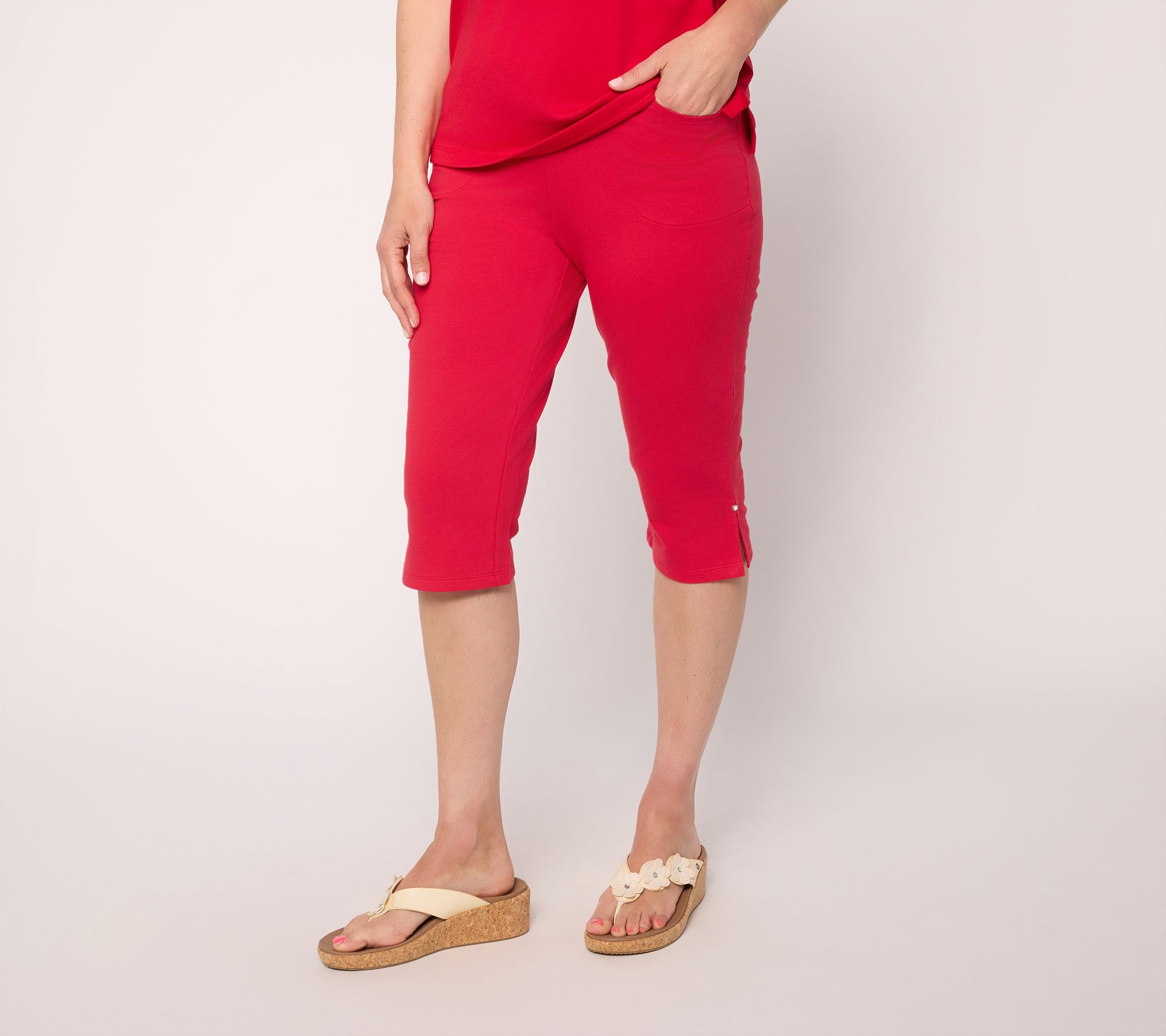  Quacker Factory French Terry 17" Pedal Pusher Pants