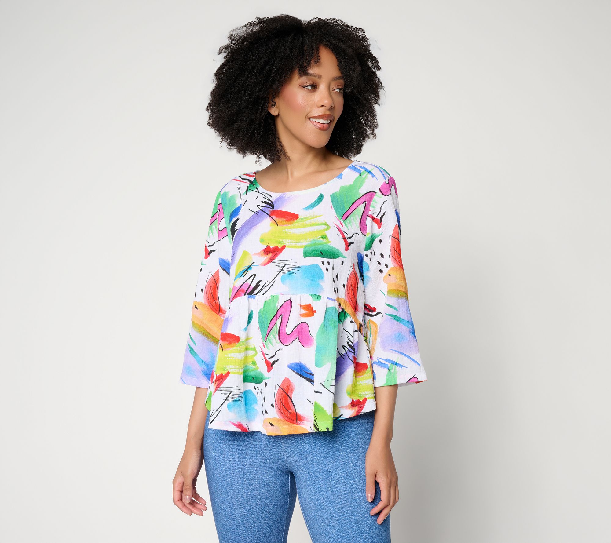 Airee by Aimee Kestenberg A-Line Top with Flounce Hem