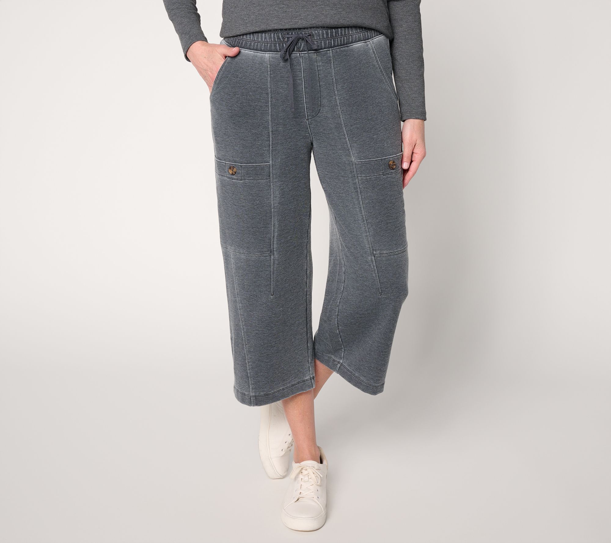 Anybody Petite Washed Canvas Cargo Capri Pant