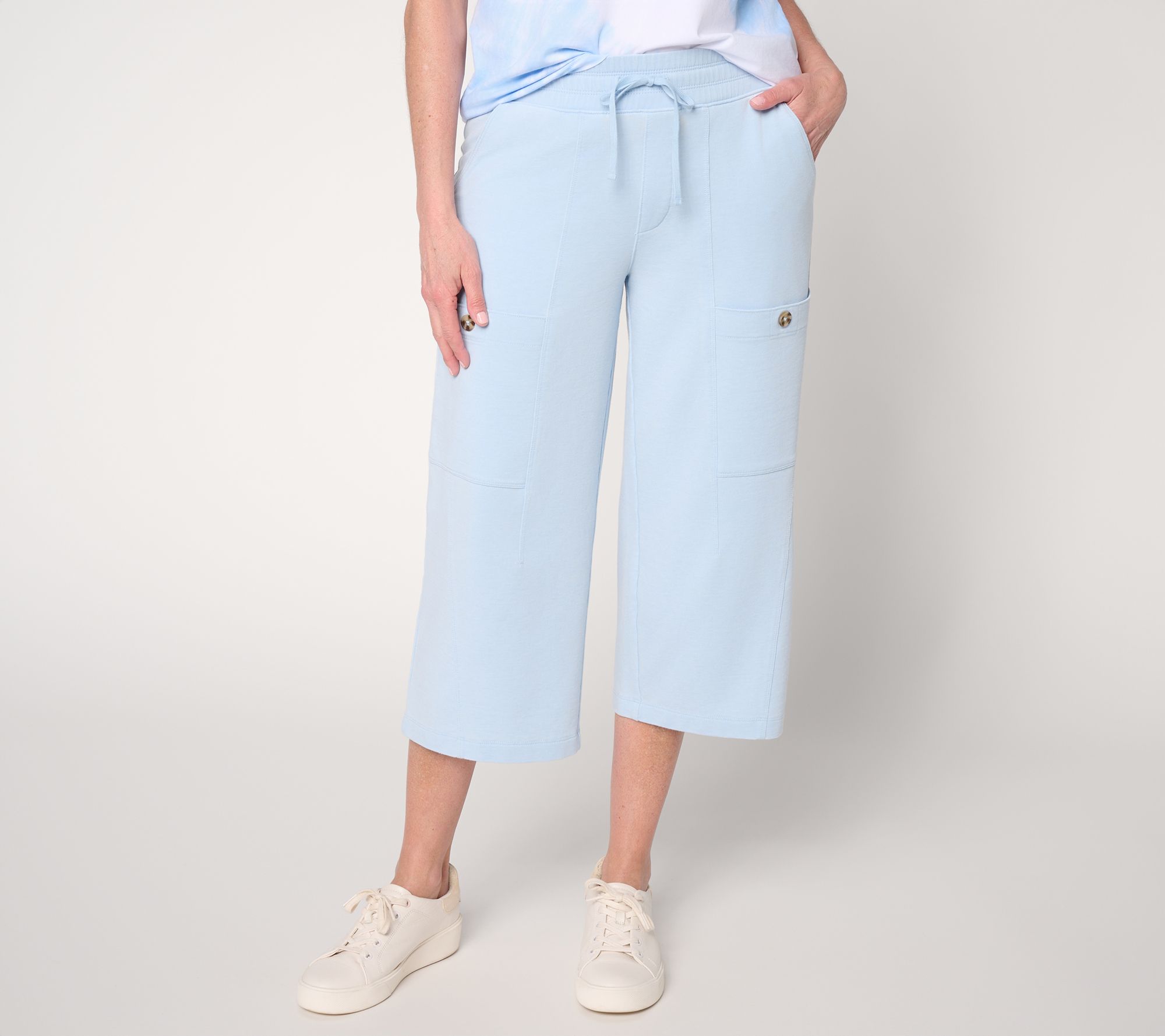 Anybody Petite Beach Wash French Terry Cargo Capri