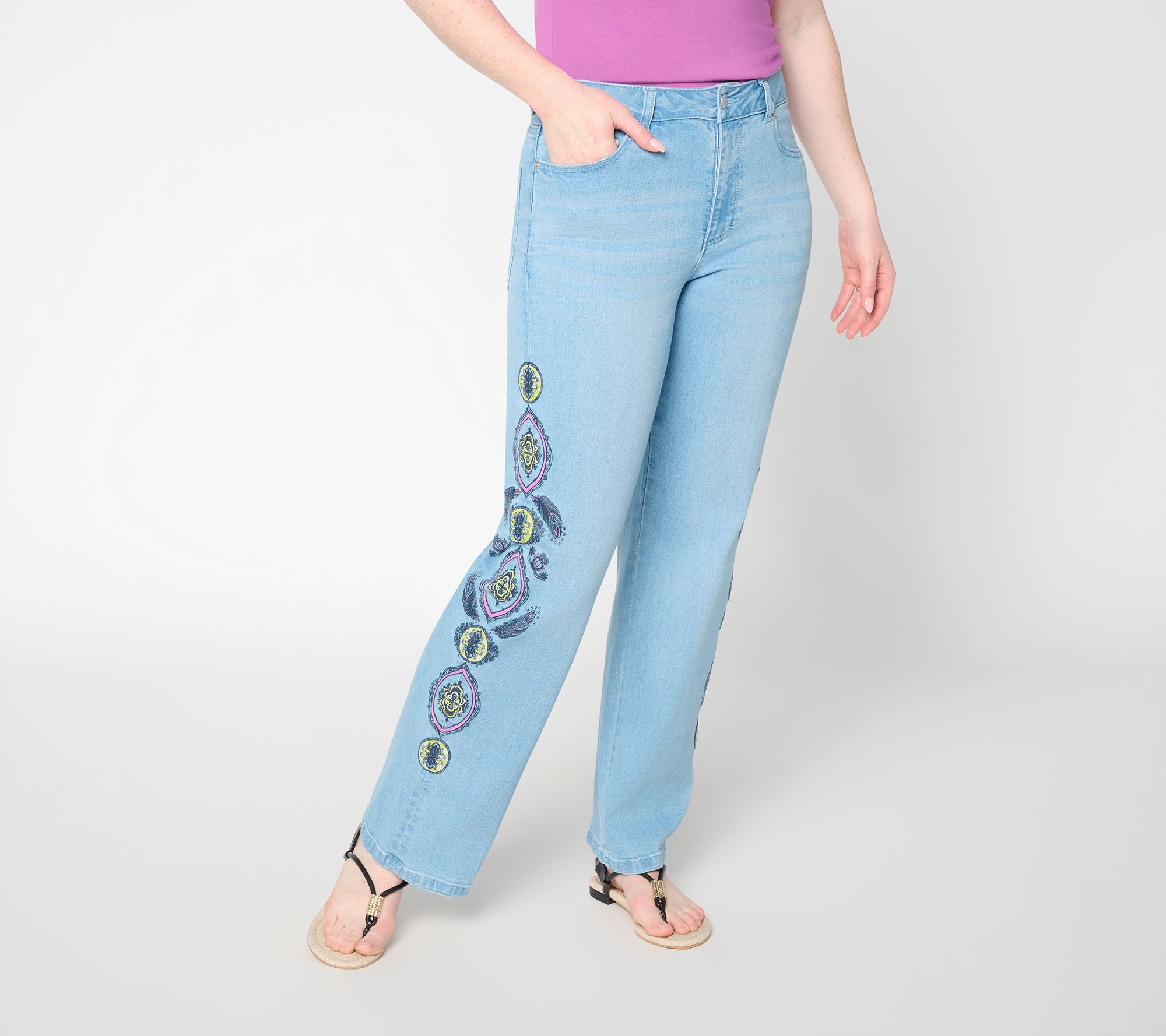 Studio Park x Mary DeAngelis Petite Printed Full Length Jeans