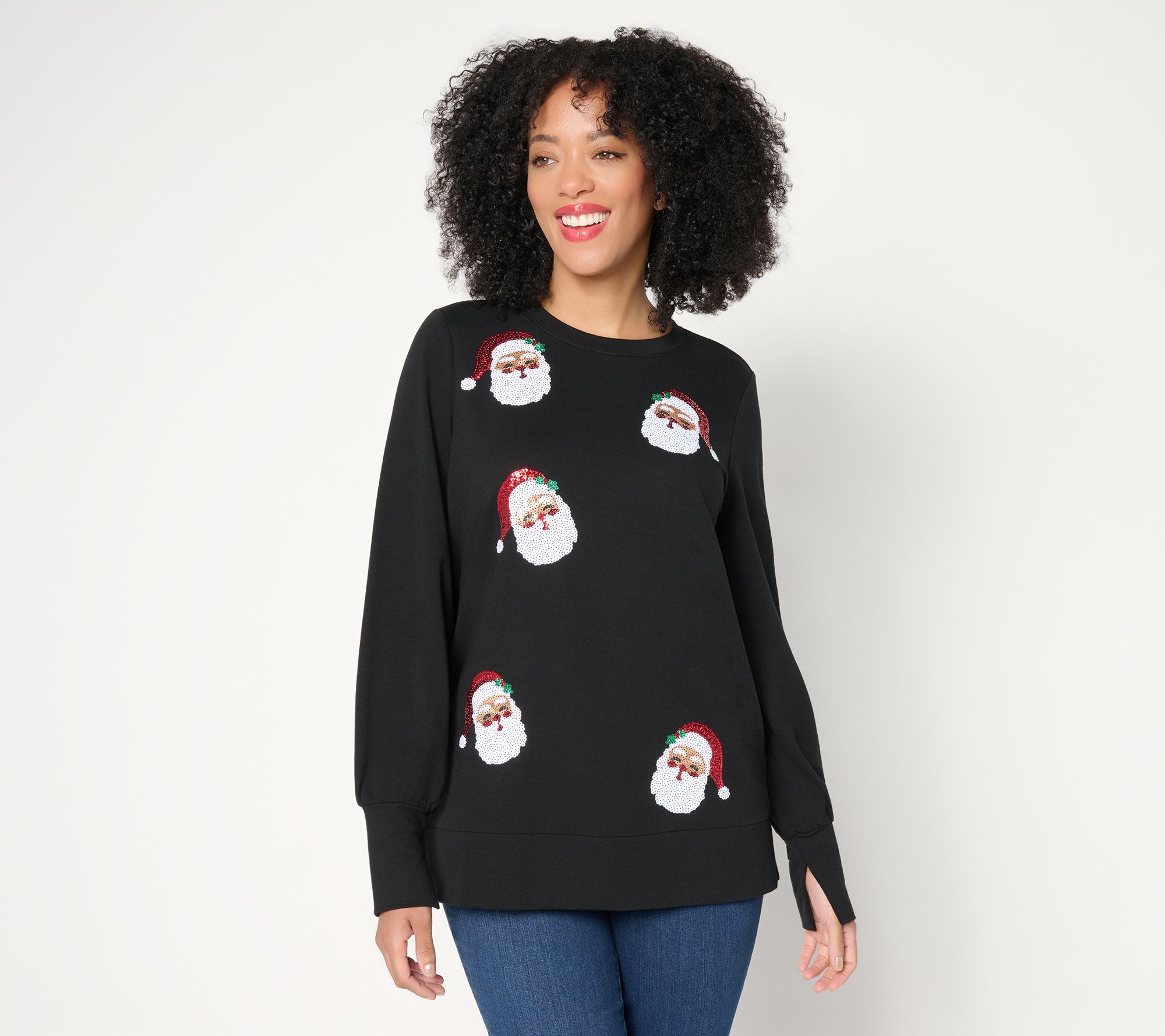 "As Is" Jingle Belles by Kim Gravel Sequin Santa Knit Top