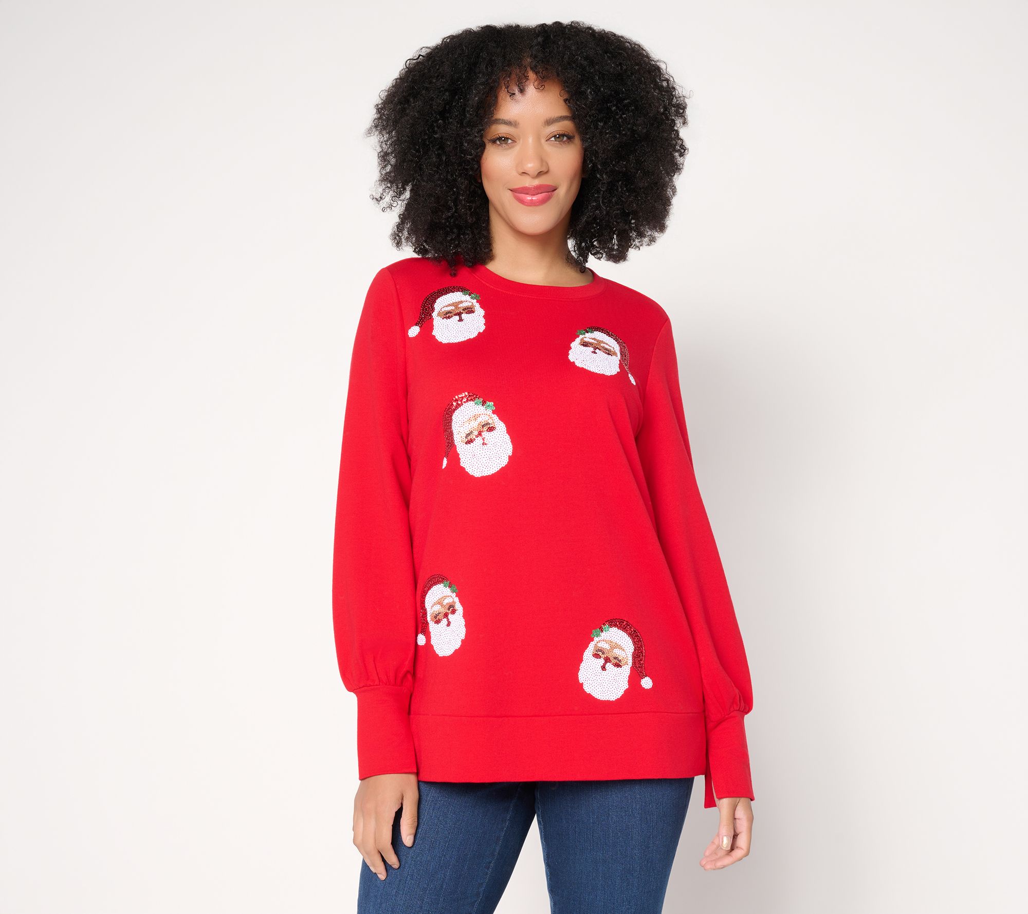 "As Is" Jingle Belles by Kim Gravel Sequin Santa Knit Top