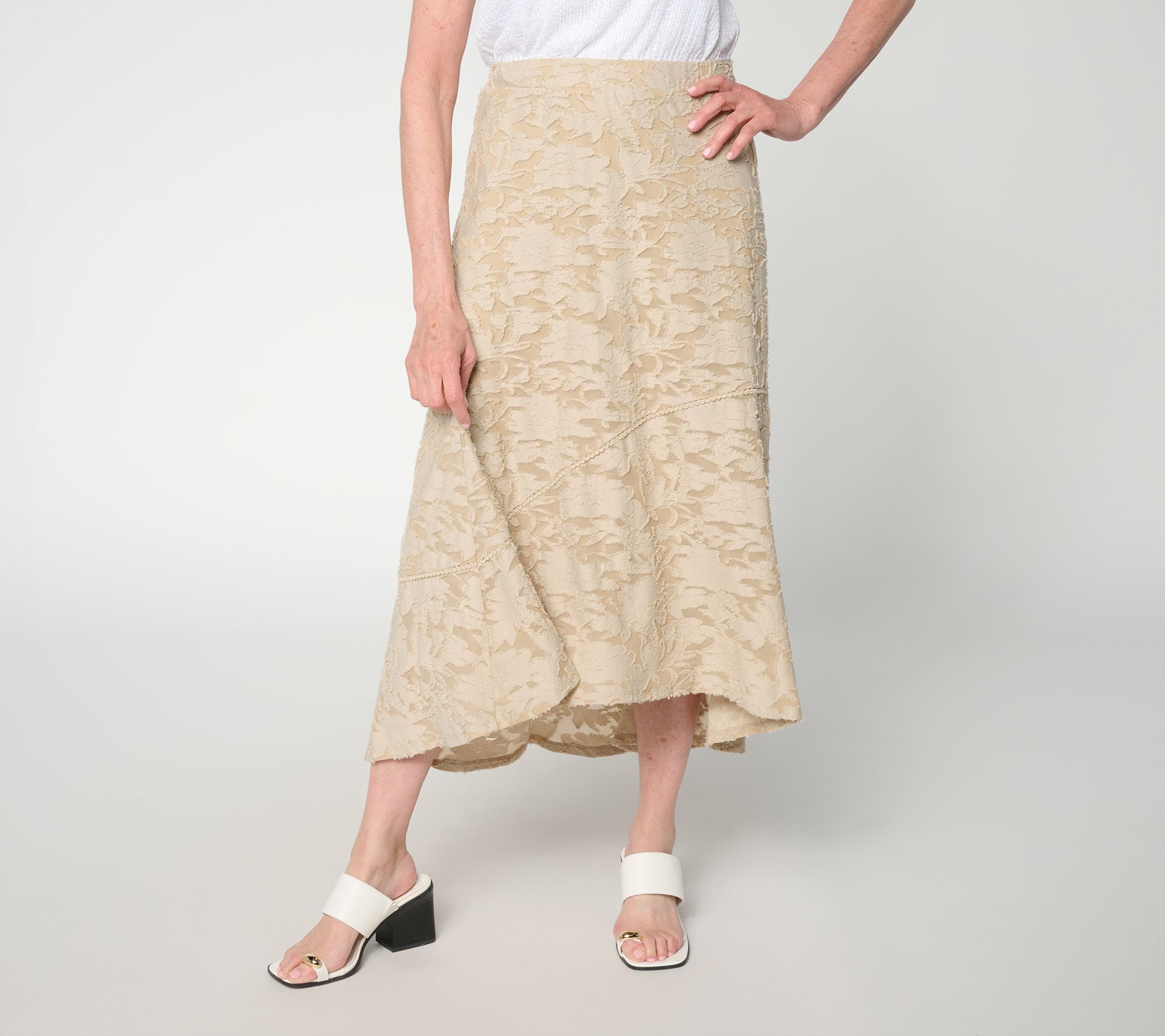 Susan Graver Petite Burnout Knit High Low Skirt