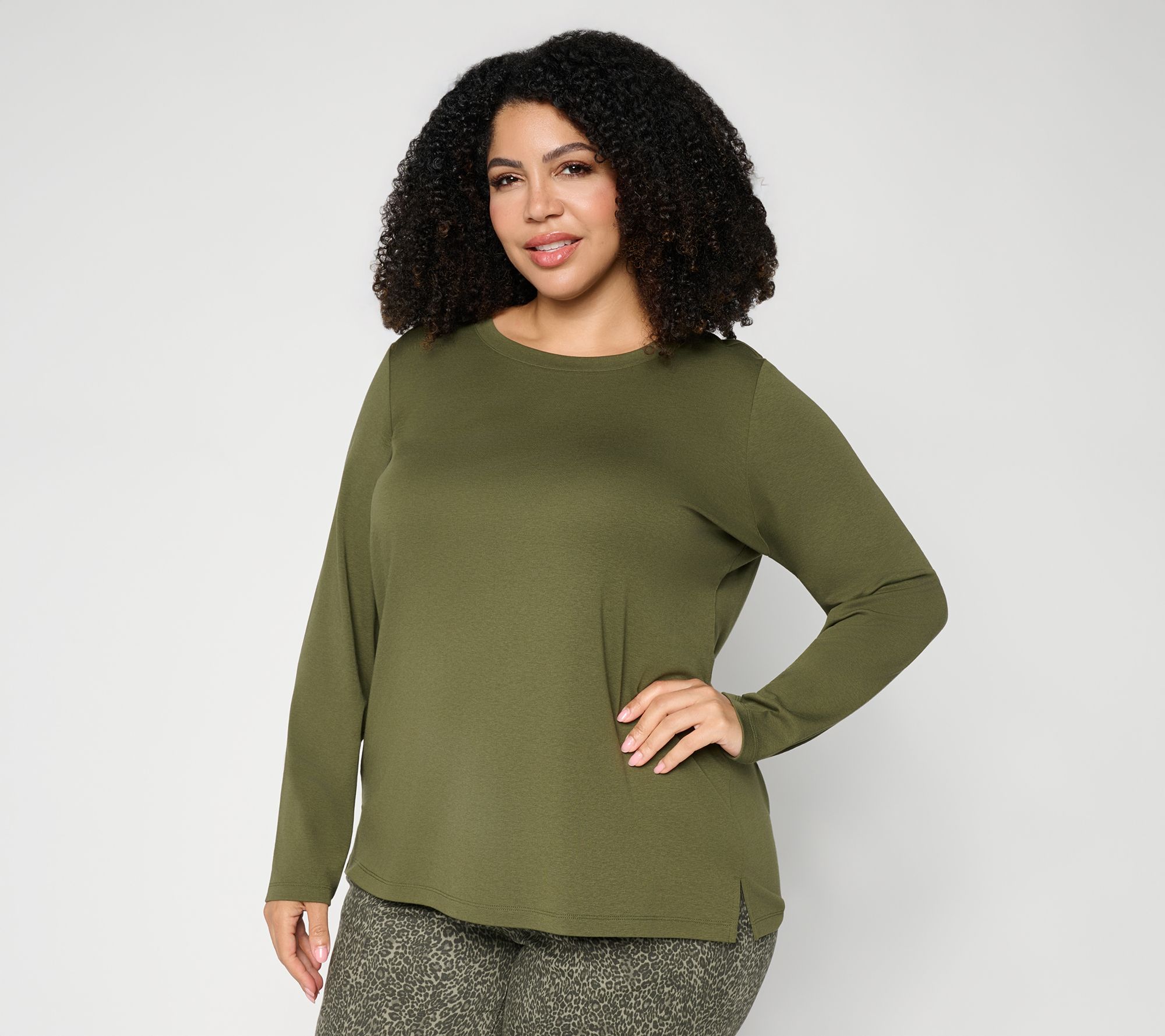 Belle by Kim Gravel TripleLuxe Micro Rib Crew Neck Top - QVC.com