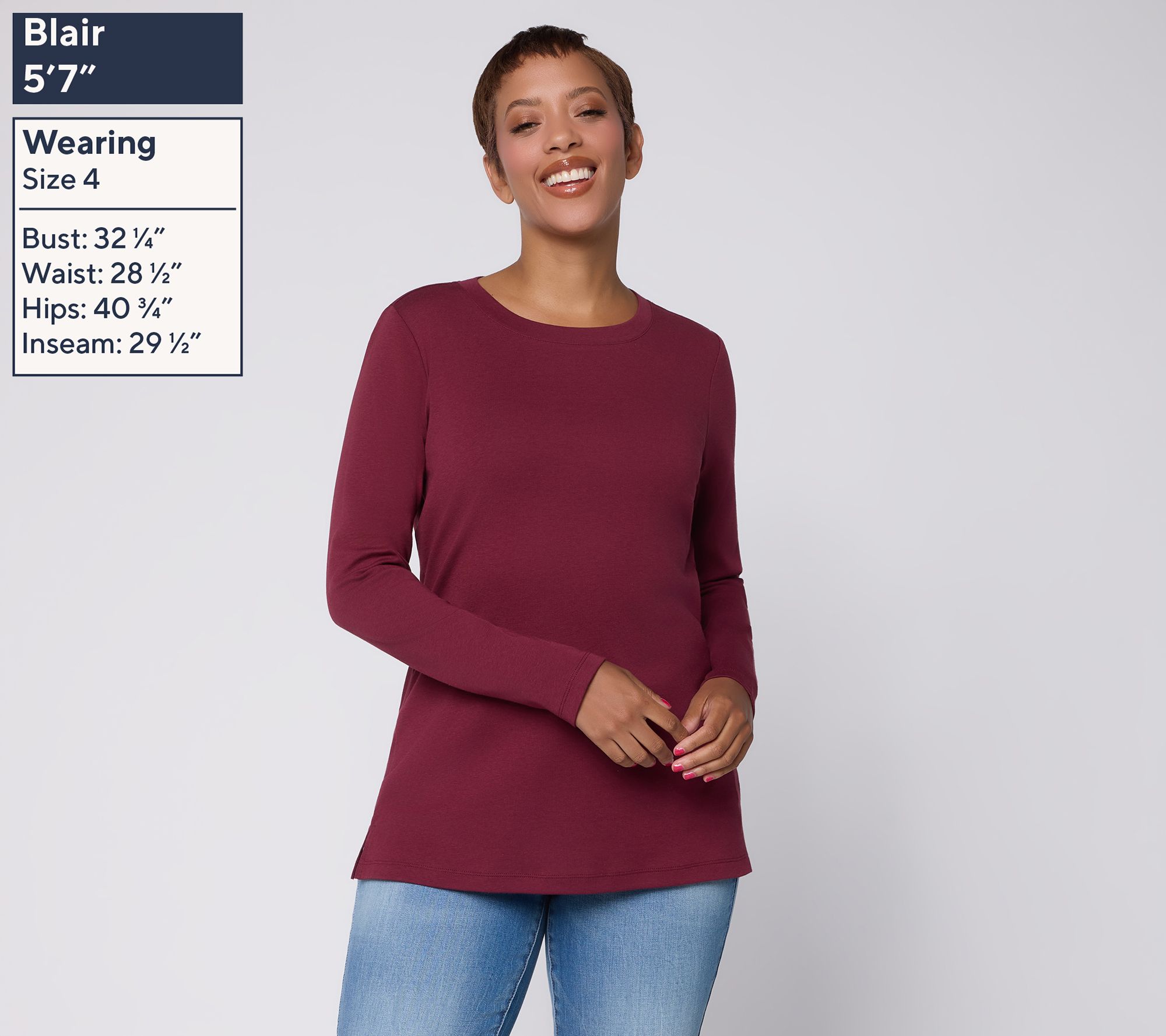 Belle by Kim Gravel TripleLuxe Micro Rib Crew Neck Top - QVC.com