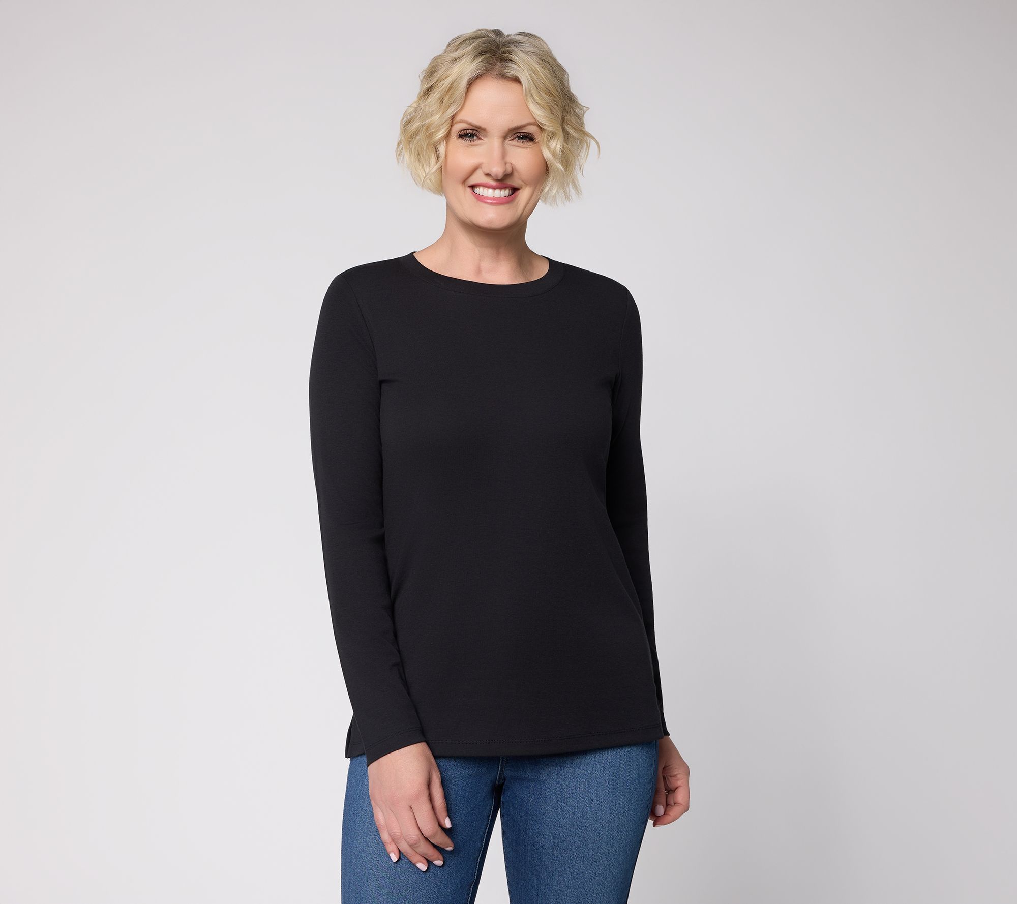Belle by Kim Gravel TripleLuxe Micro Rib Crewneck Top