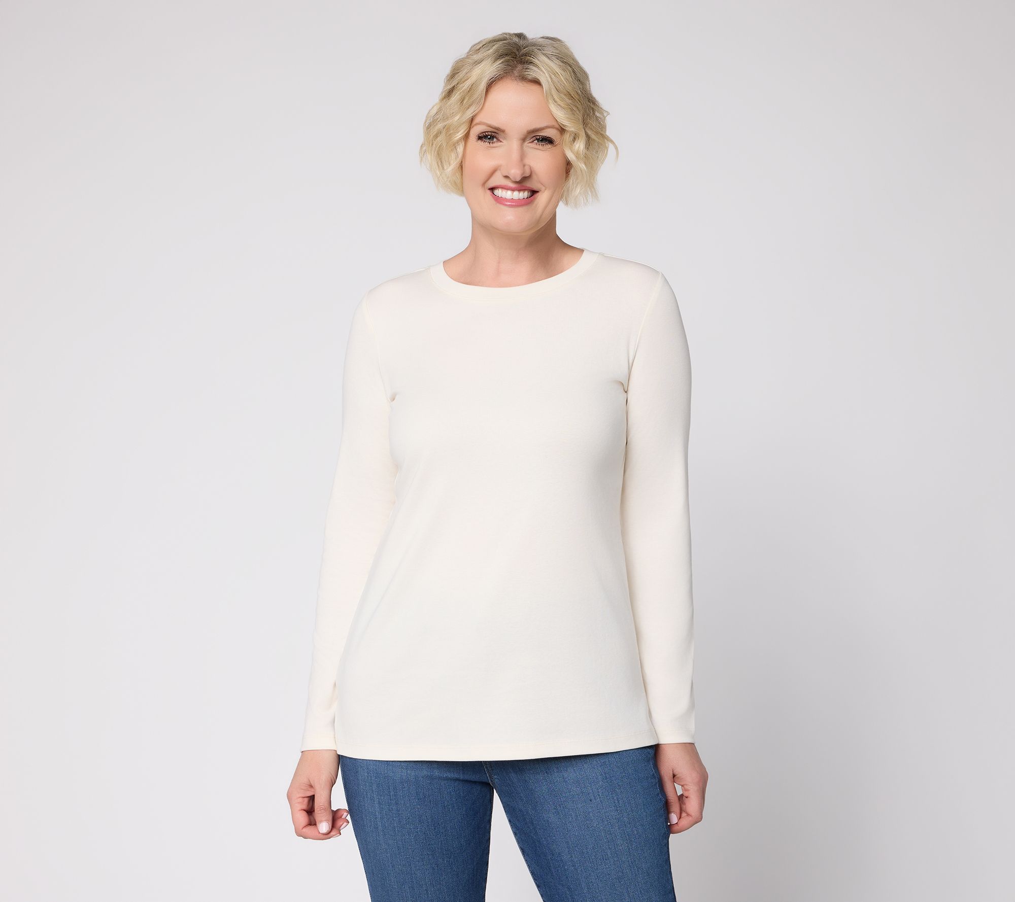 Belle by Kim Gravel TripleLuxe Micro Rib Crewneck Top
