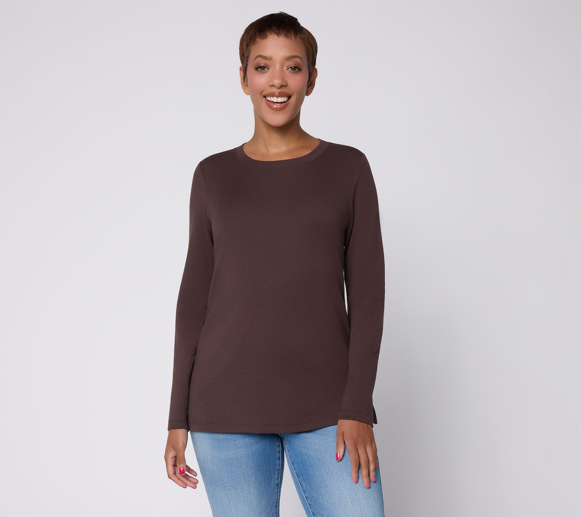 Belle by Kim Gravel TripleLuxe Micro Rib Crewneck Top