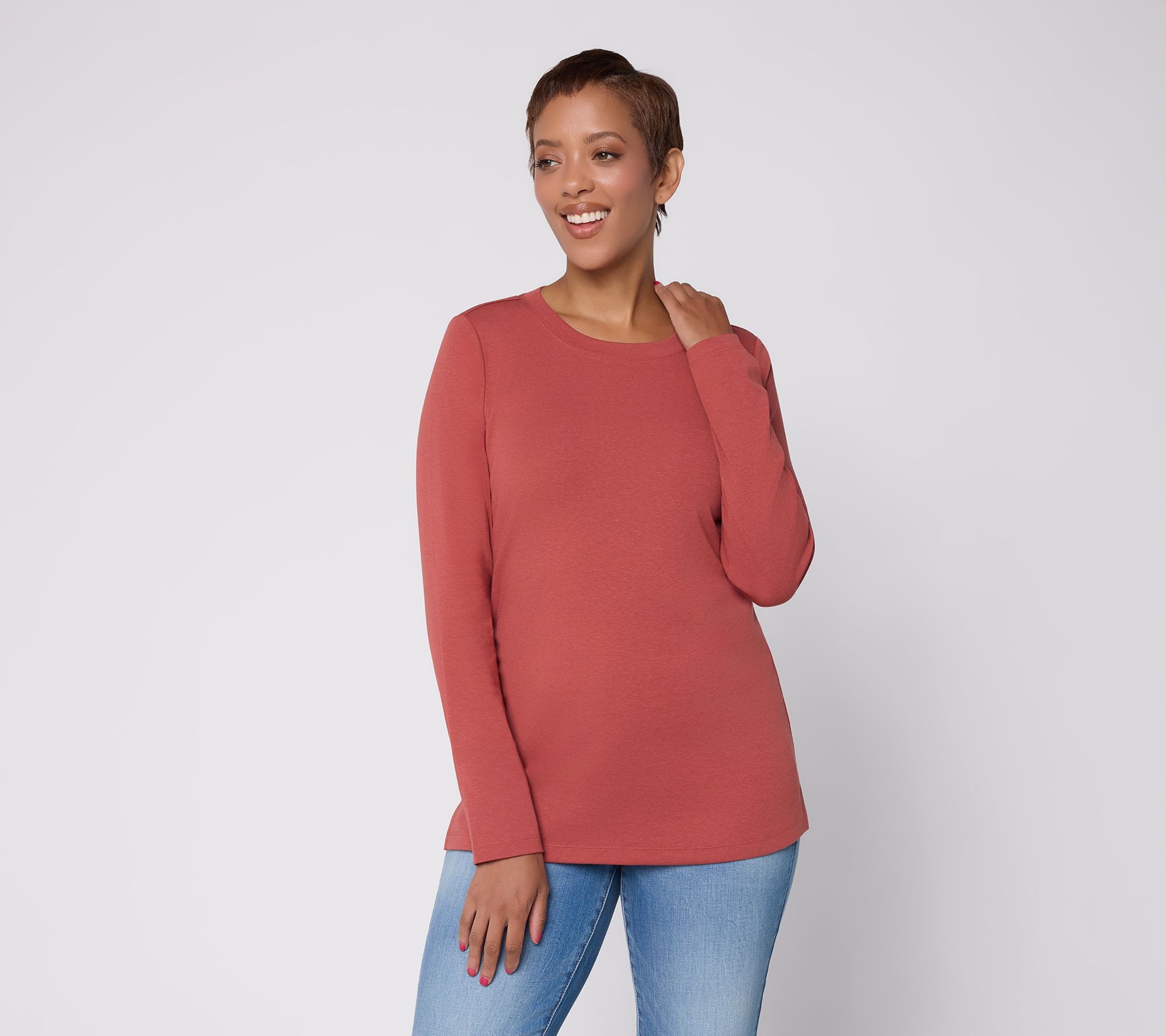 Belle by Kim Gravel TripleLuxe Micro Rib Crewneck Top