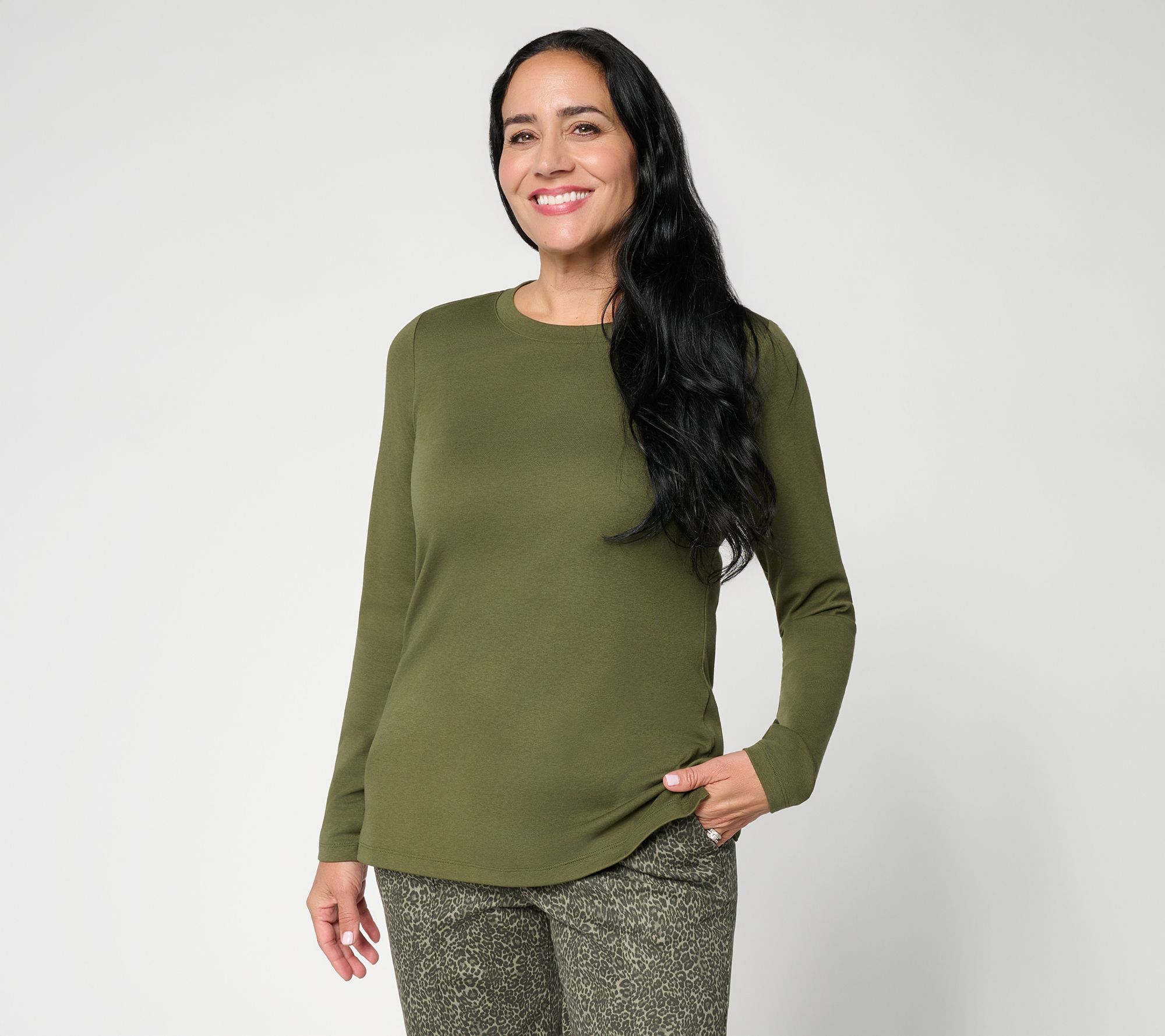 Belle by Kim Gravel TripleLuxe Micro Rib Crewneck Top