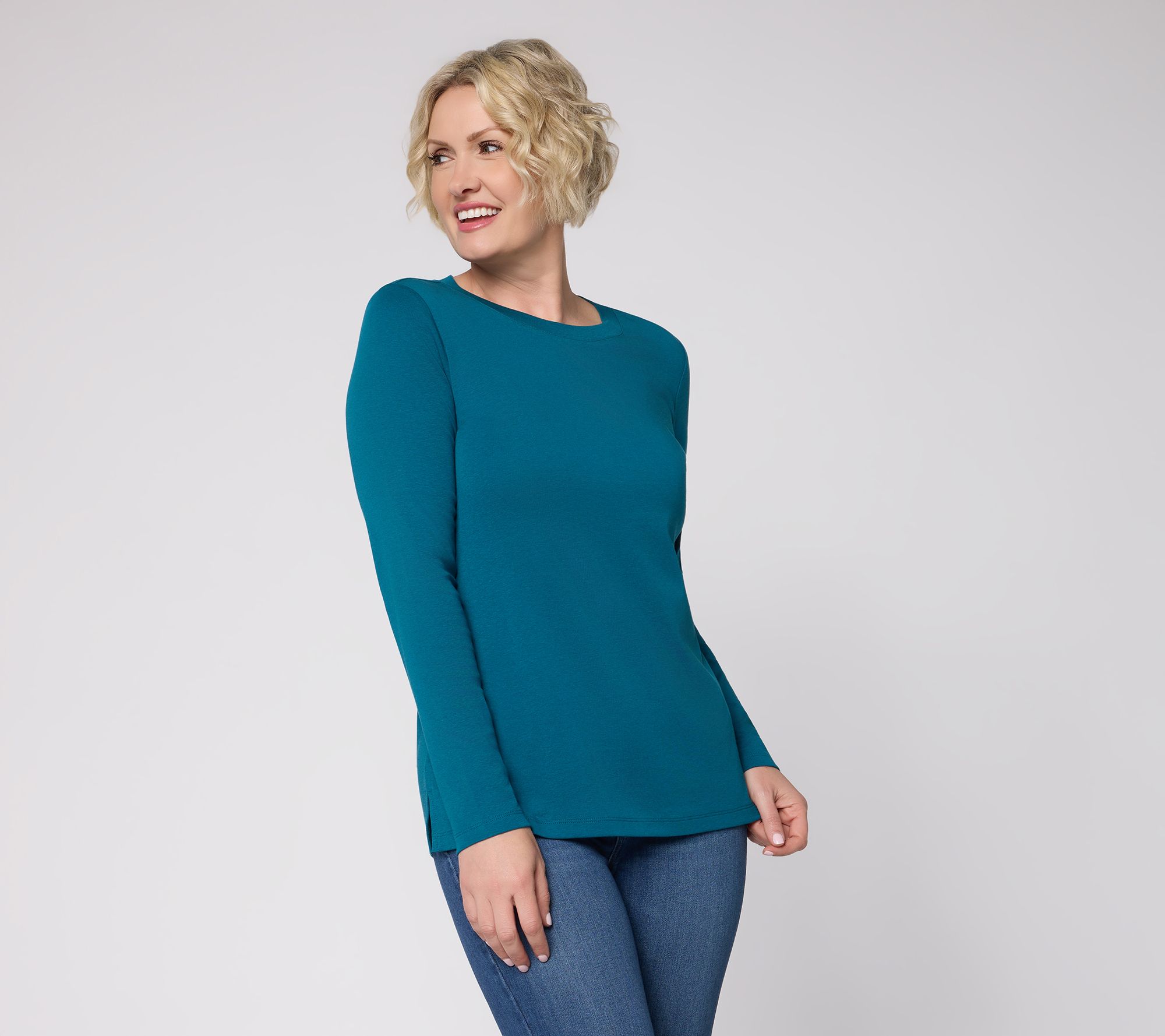 Belle by Kim Gravel TripleLuxe Micro Rib Crewneck Top