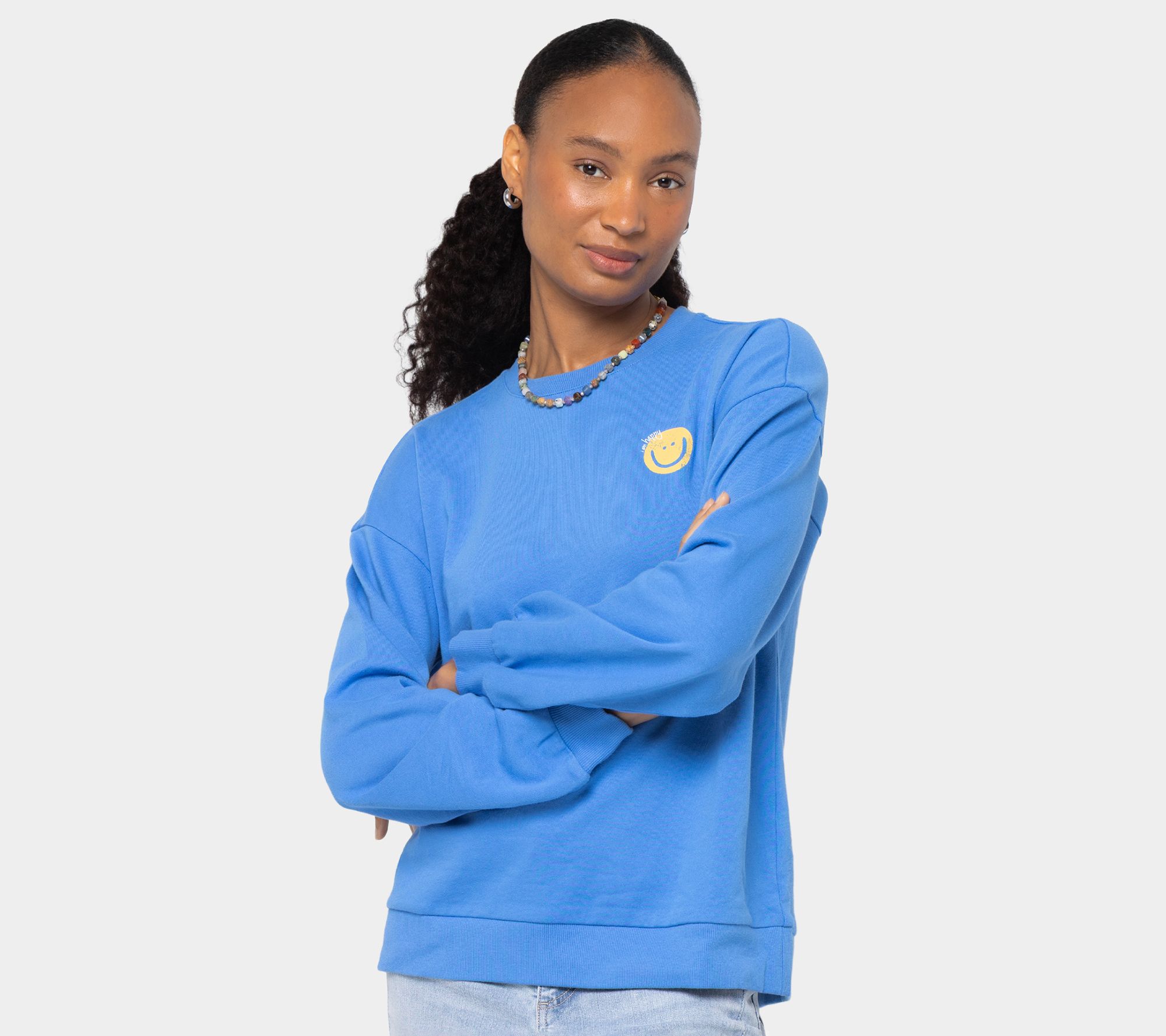 Peace Love World_Crew Neck French Terry Motif Sweatshirt
