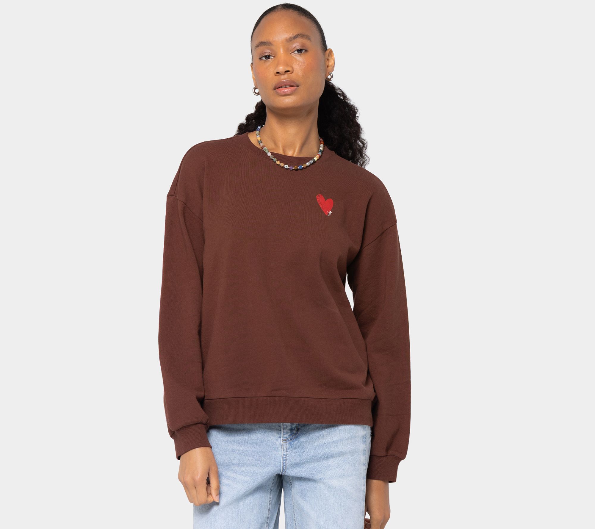 Peace Love World_Crew Neck French Terry Motif Sweatshirt