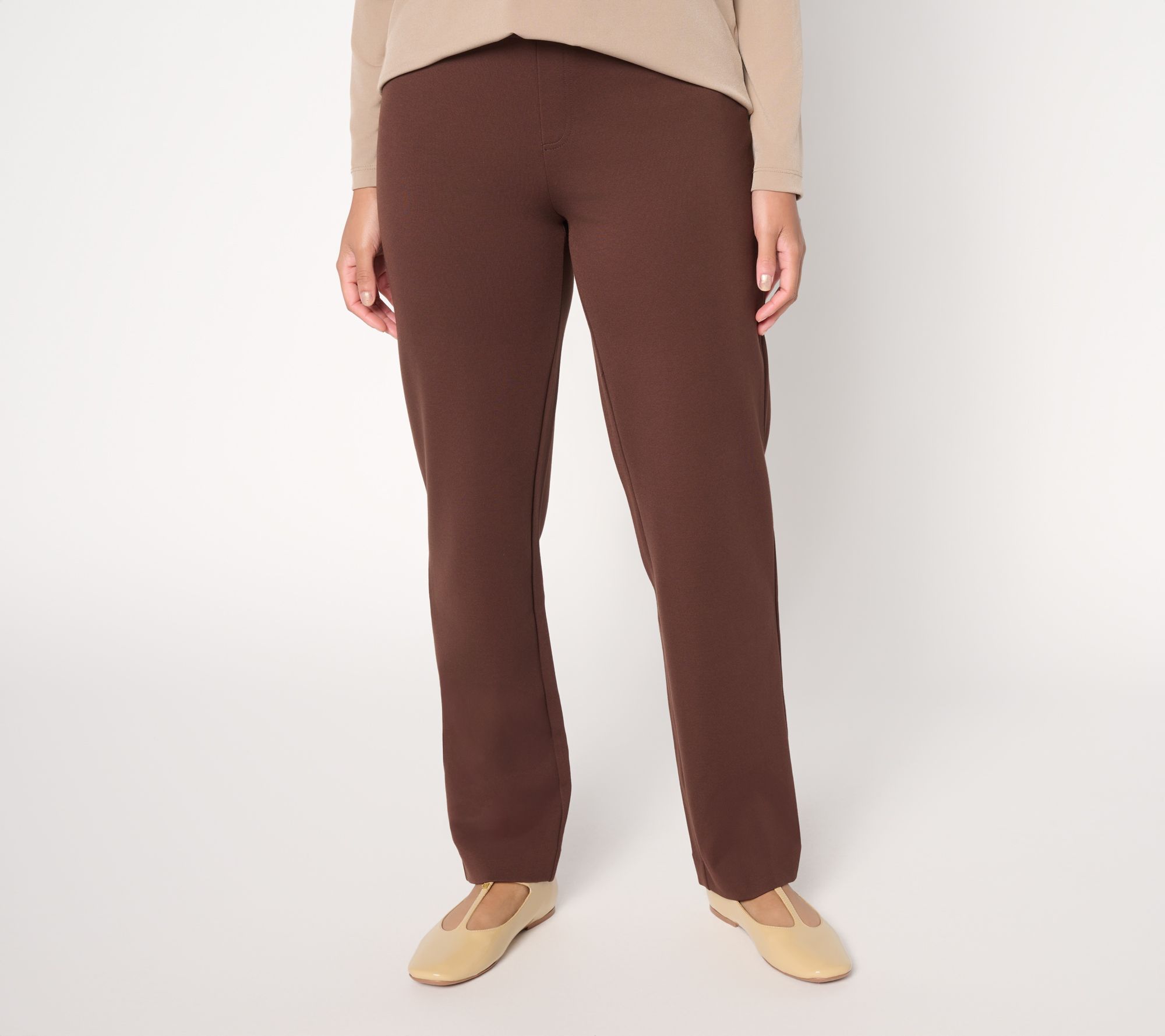 "As Is" Susan Graver Petite Smart Ponte 350 Straight Leg Pull On Pants