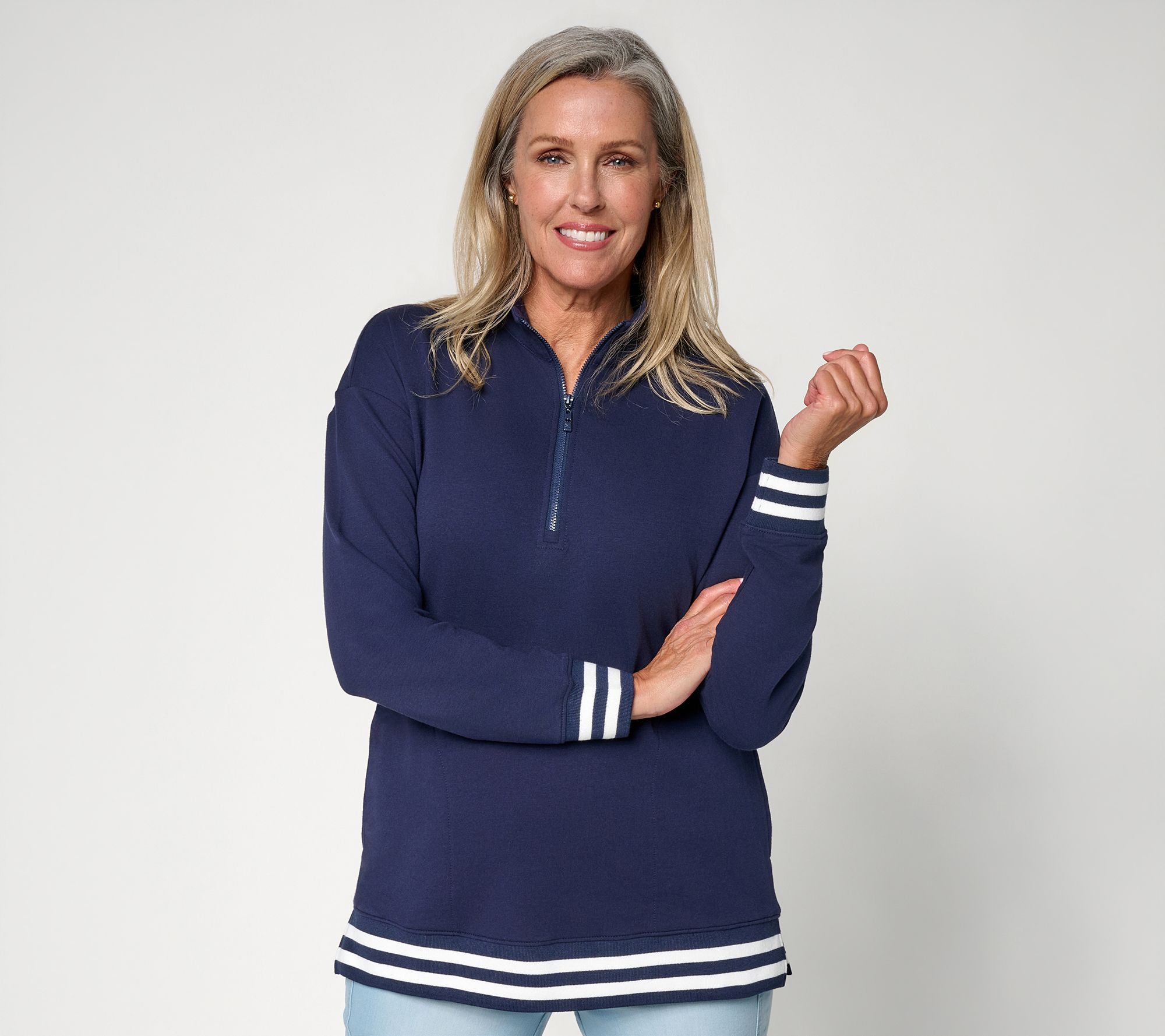 Belle by Kim Gravel Game Day Team Spirit Half Zip Top
