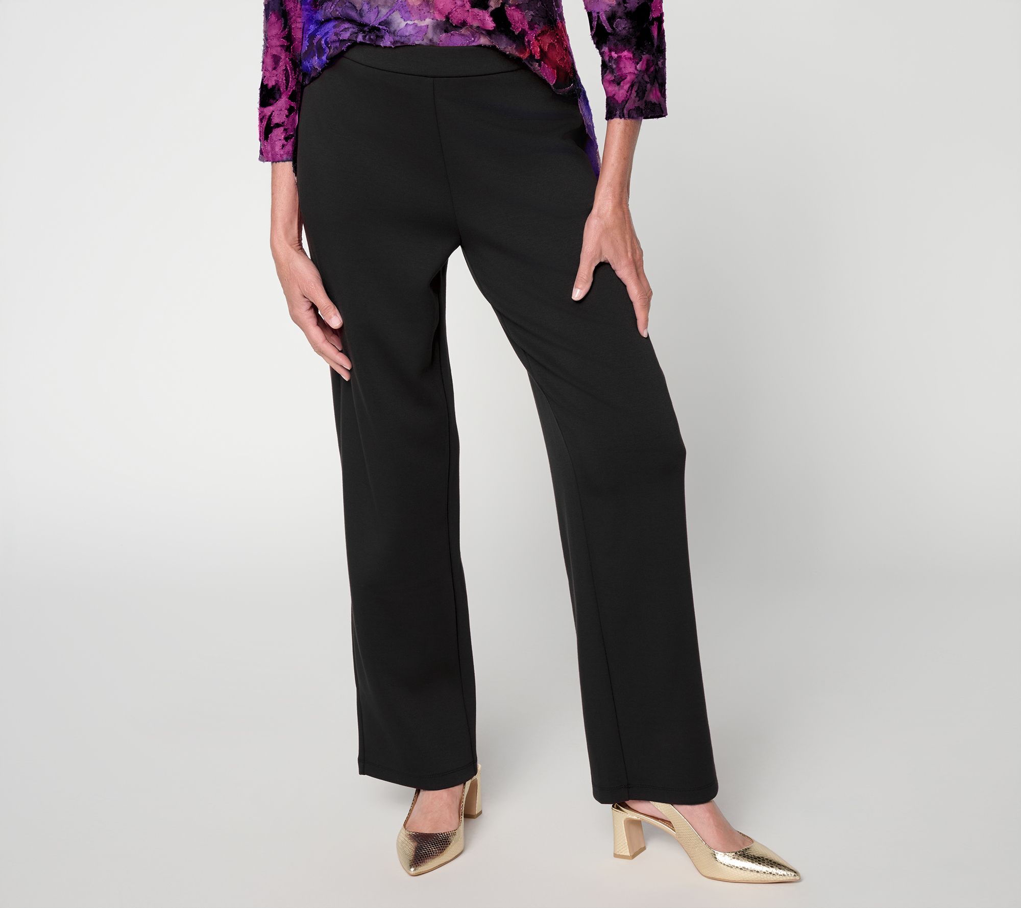 Susan Graver Regular Weekend Serene Knit Wide Leg Pants