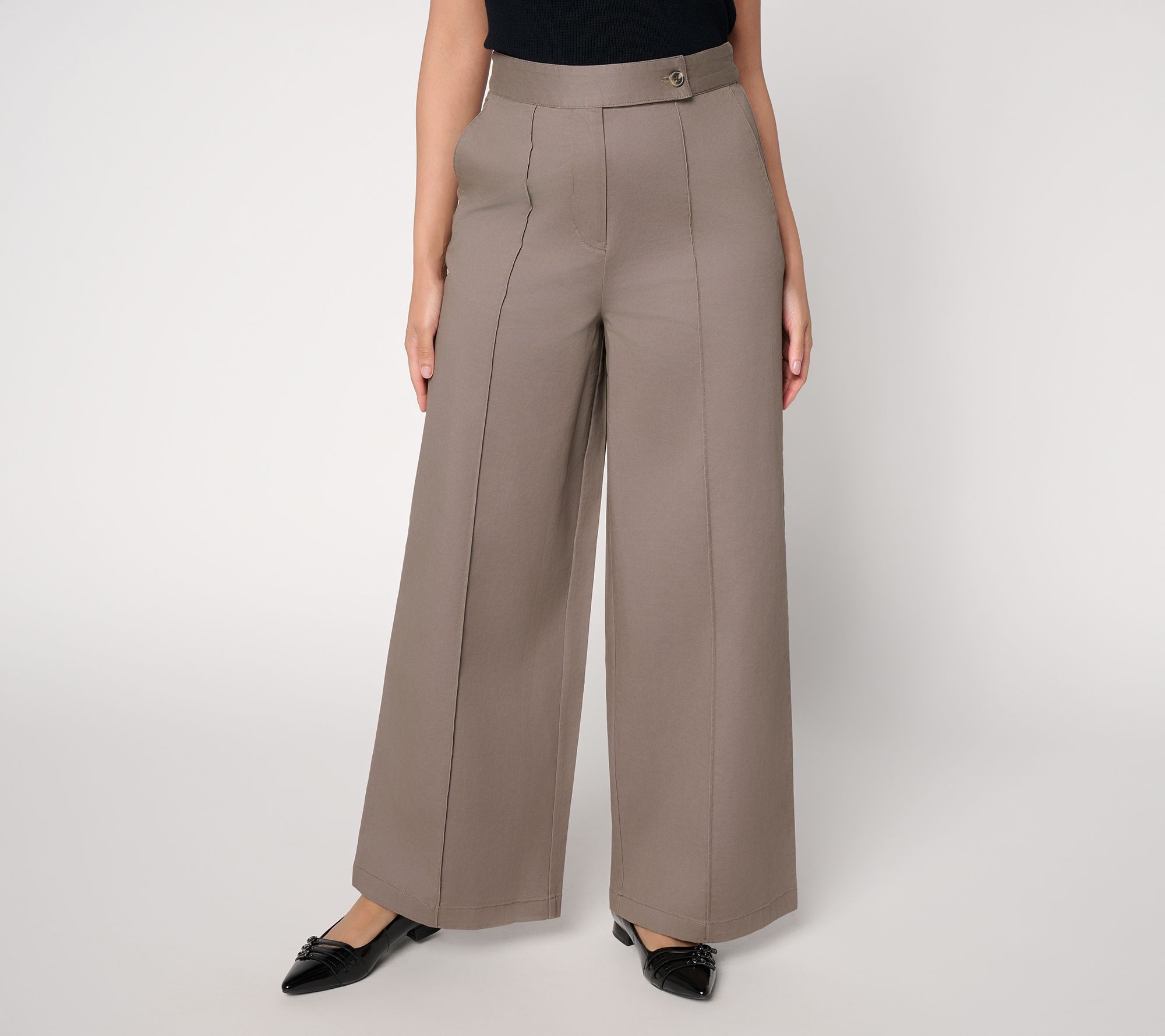 "As Is" Carla Rockmore Collection Reg Stretch Twill Wide Leg Pants